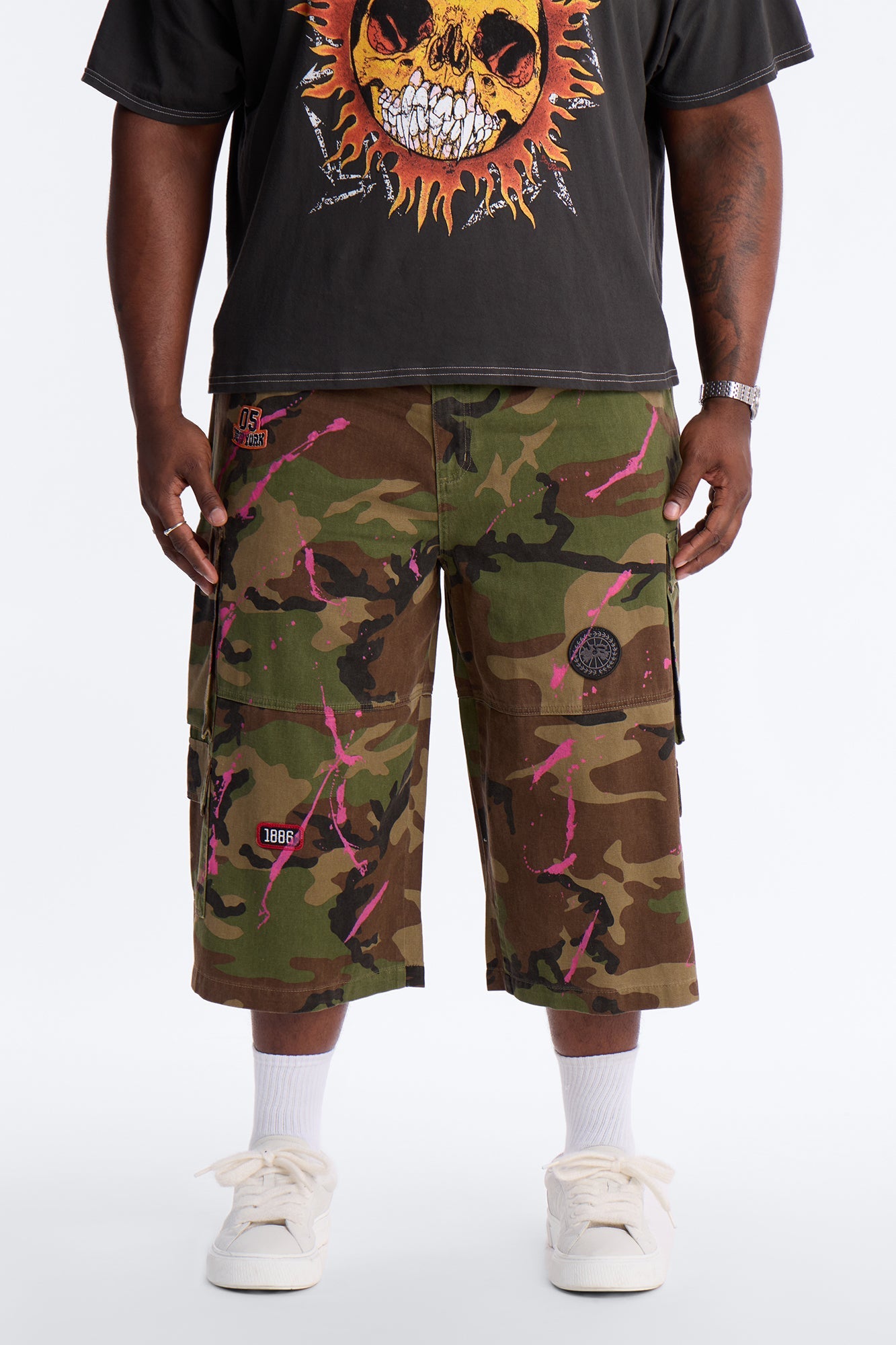 Baggy Art Collide Short - Camouflage Fashion Nova