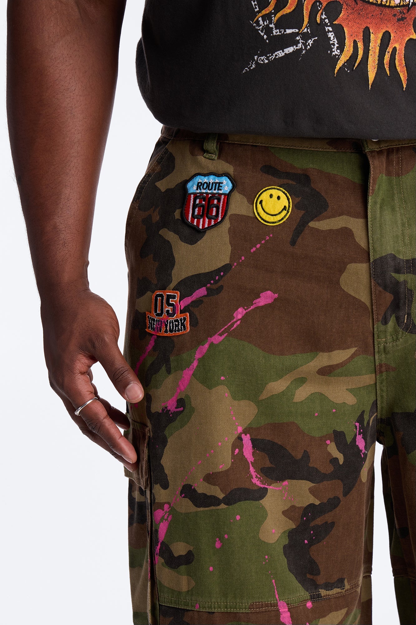 Baggy Art Collide Short - Camouflage Fashion Nova