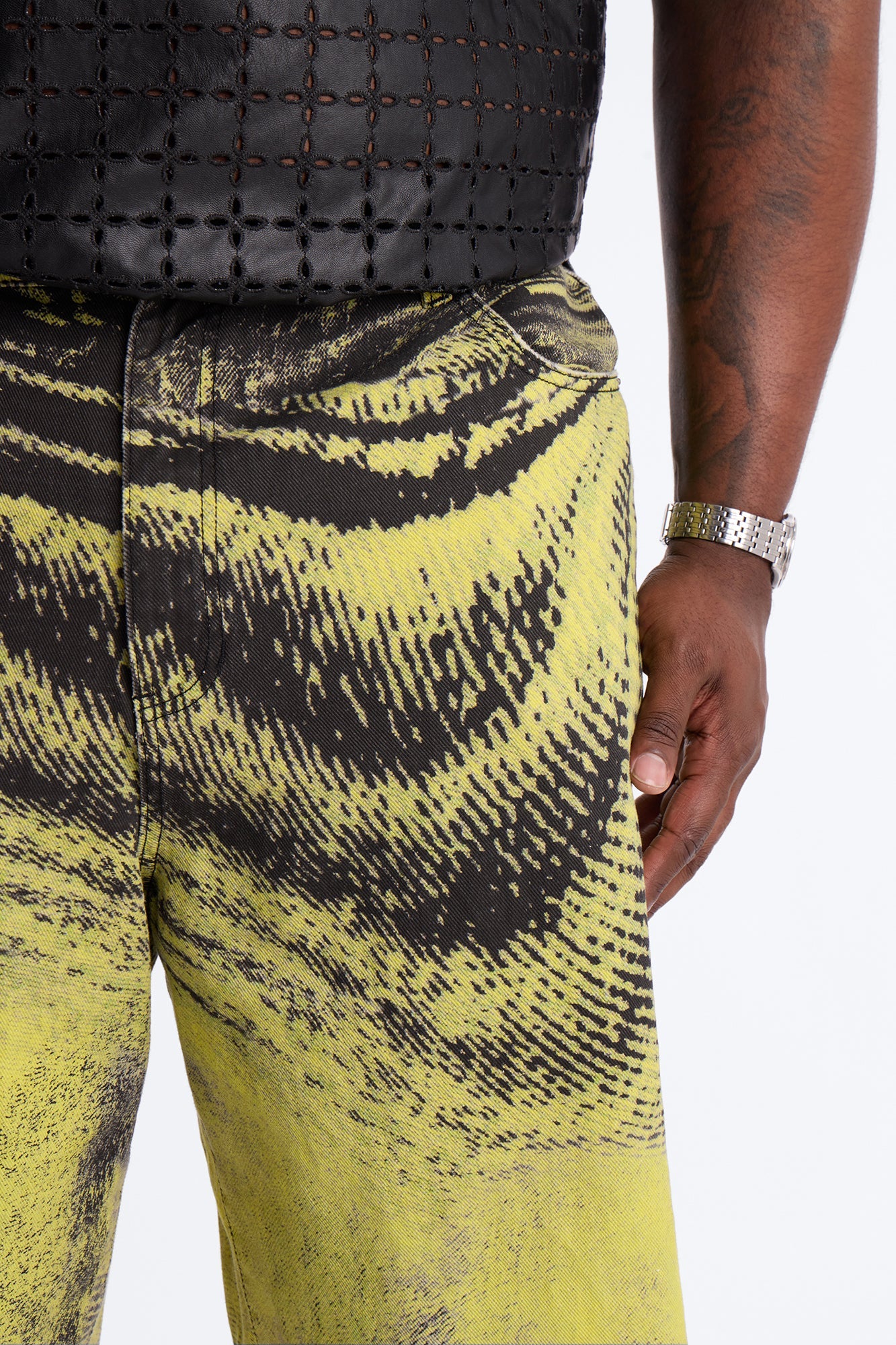 Baggy All The Wavez Printed Denim Short - Neon Yellow Fashion Nova