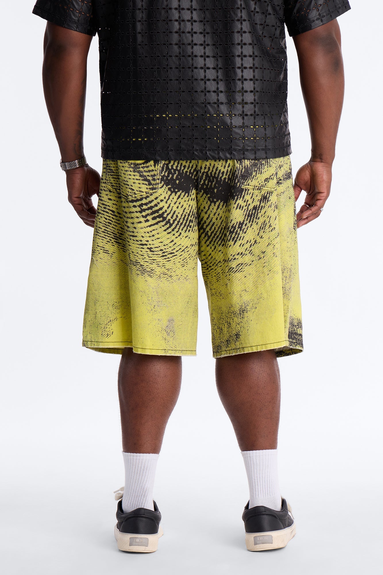 Baggy All The Wavez Printed Denim Short - Neon Yellow Fashion Nova