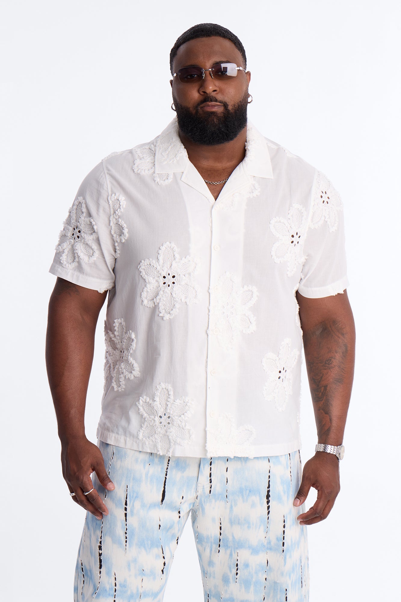 Dusty Bloom Cuban Collar Shirt - White Fashion Nova