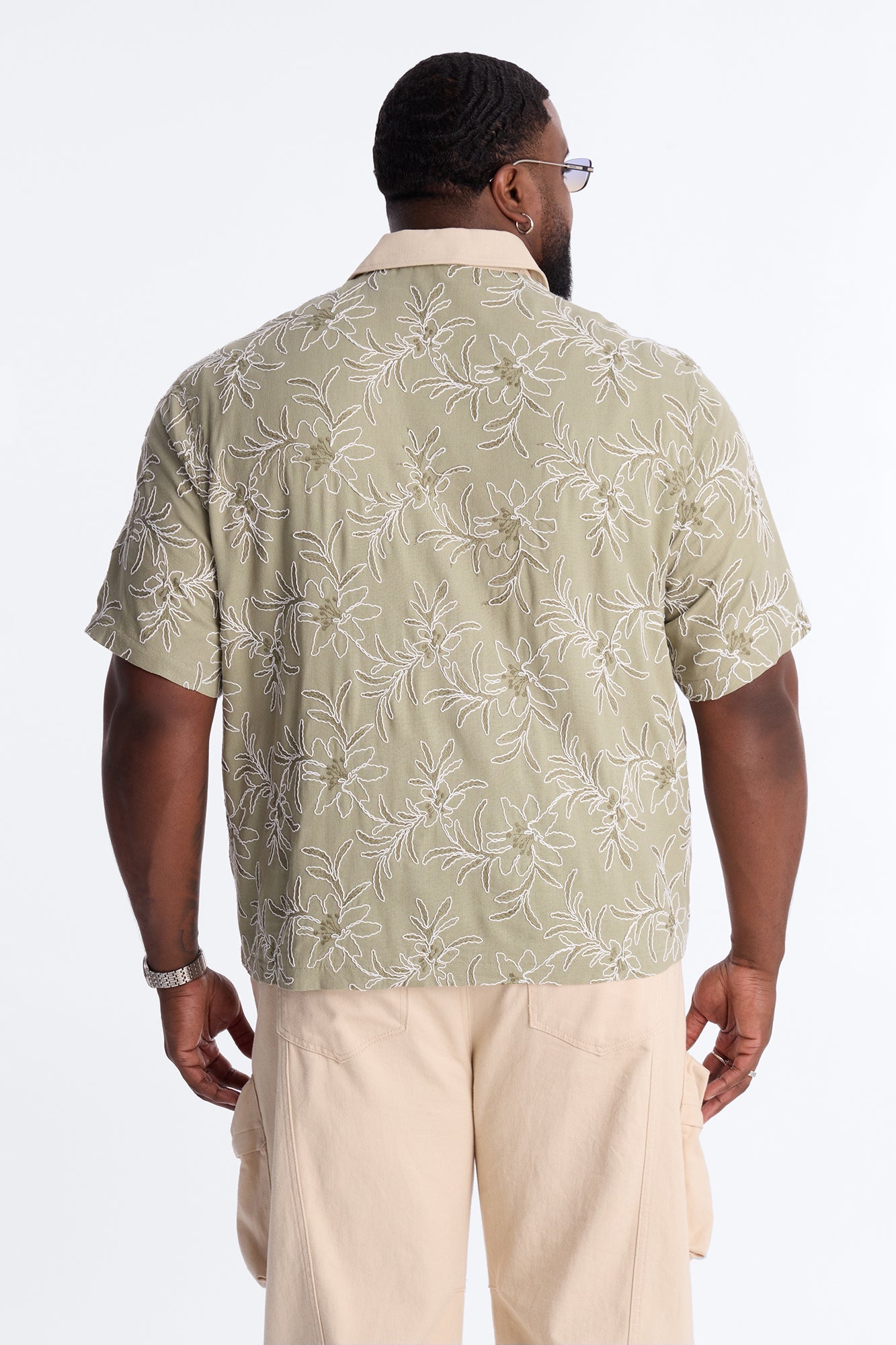 Relaxed Island Riot Embroidered Zip Shirt - Olive Fashion Nova