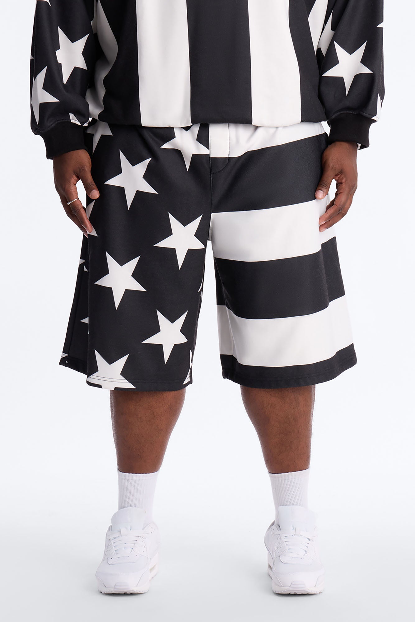 Stars And Stripes Baggy Short - Black/White Fashion Nova