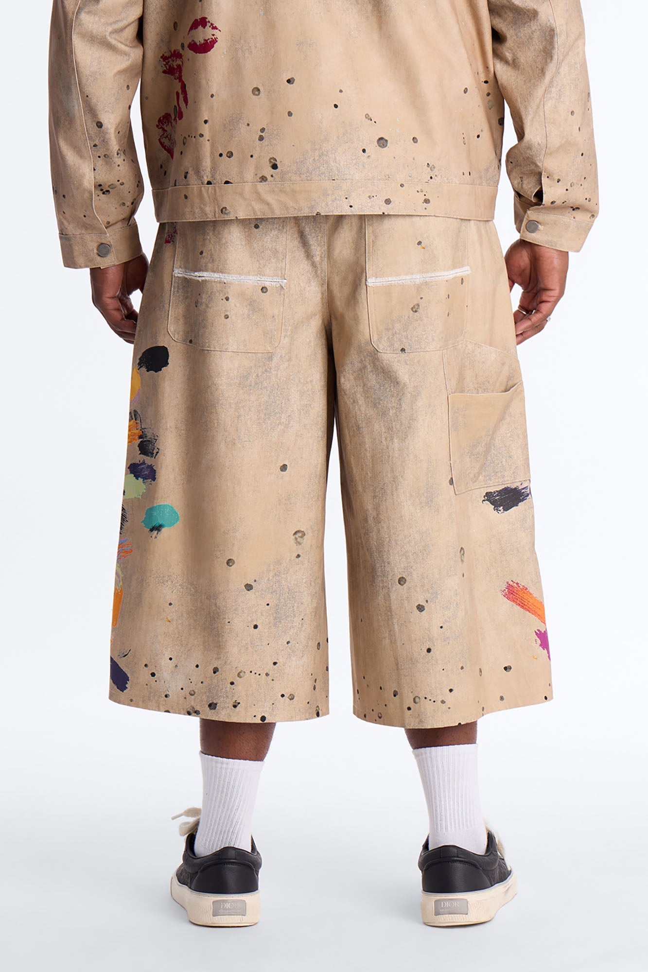 Super Baggy Culture Society Paint Splatter Short - Khaki Fashion Nova