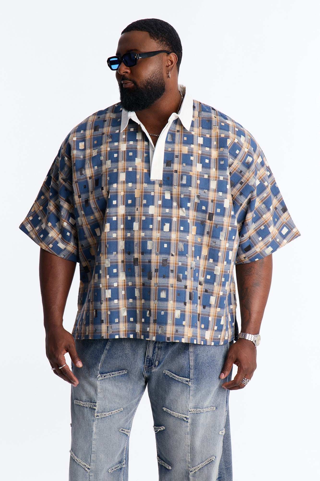 Oversized Dustwave Polo Shirt - Blue Fashion Nova