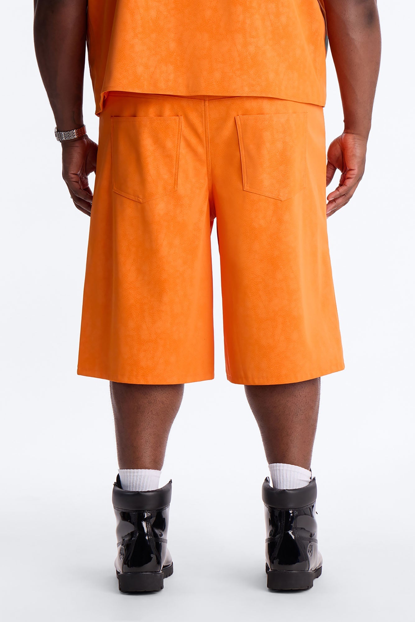 Baggy Rebel Hyde Faux Leather Short - Orange Fashion Nova