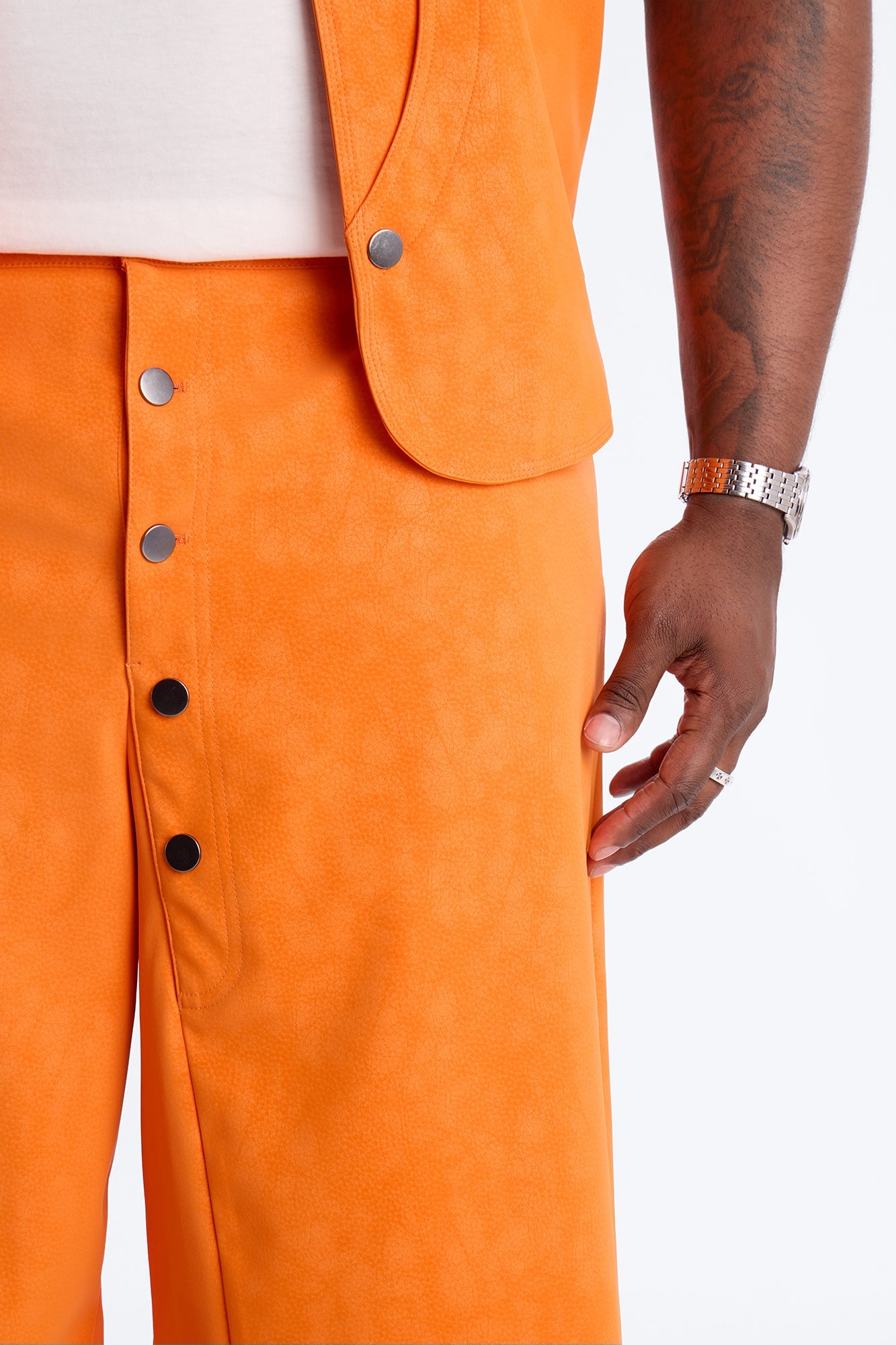 Baggy Rebel Hyde Faux Leather Short - Orange Fashion Nova