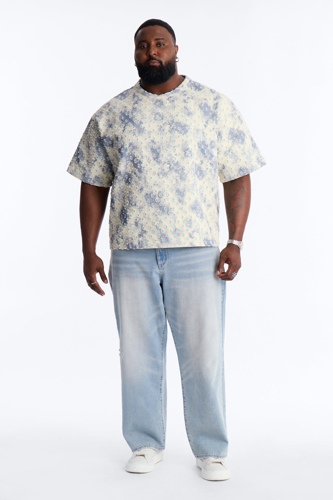Boxy Desert Chrome Textured Shirt - White Fashion Nova