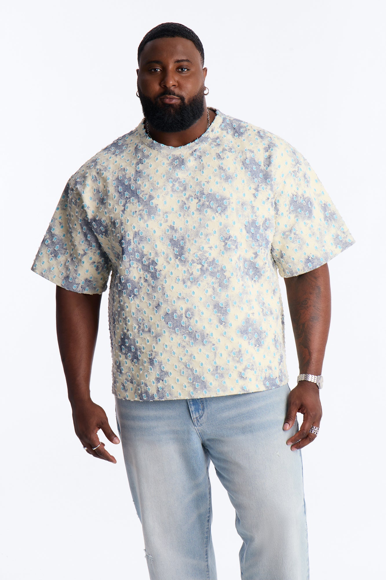 Boxy Desert Chrome Textured Shirt - White Fashion Nova