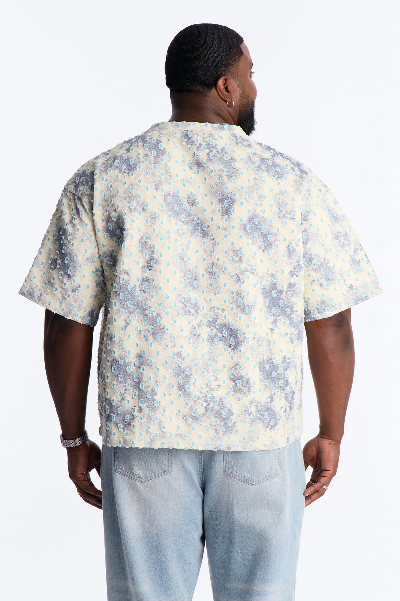 Boxy Desert Chrome Textured Shirt - White Fashion Nova