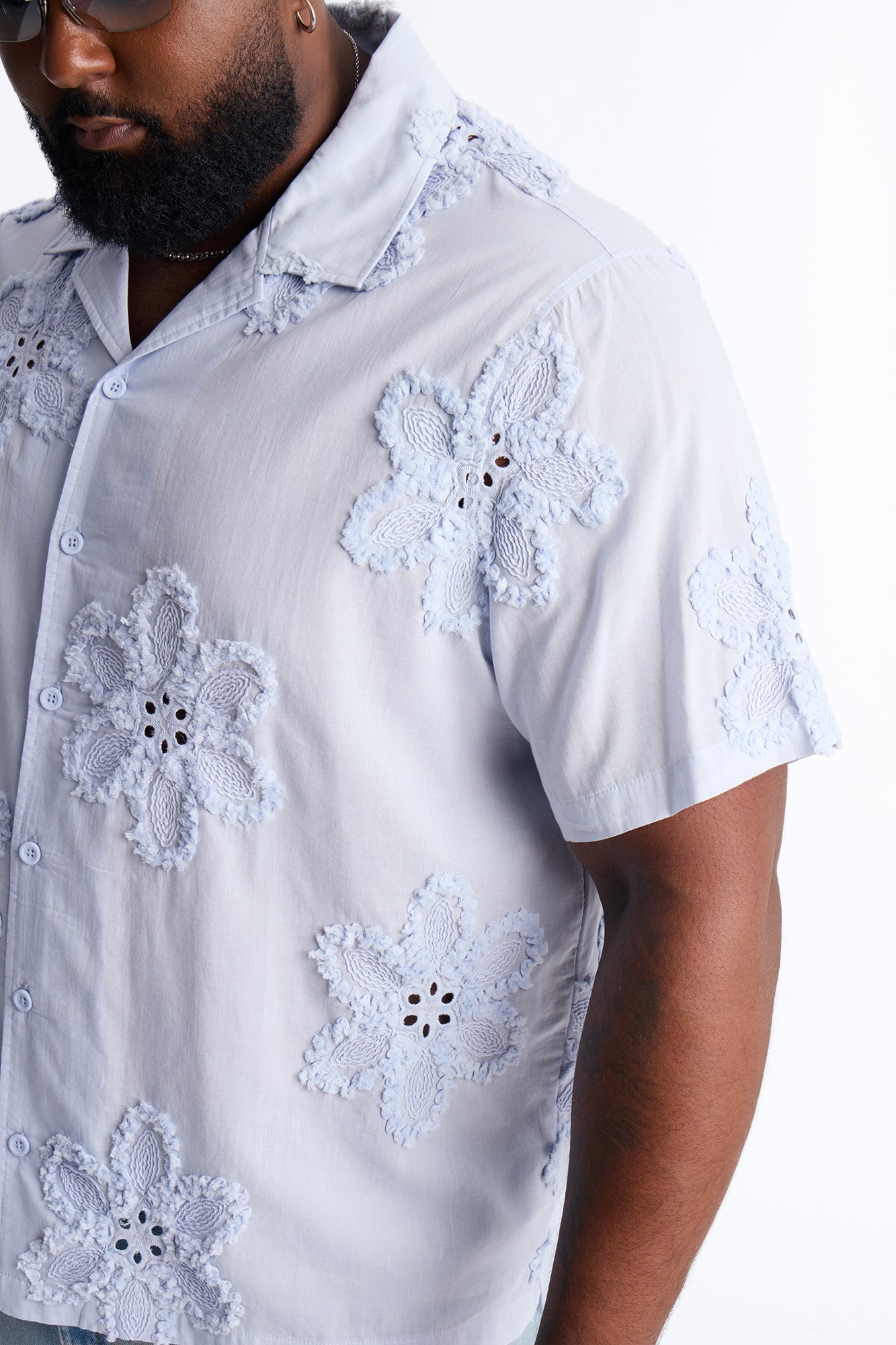 Dusty Bloom Cuban Collar Shirt - Light Blue Fashion Nova