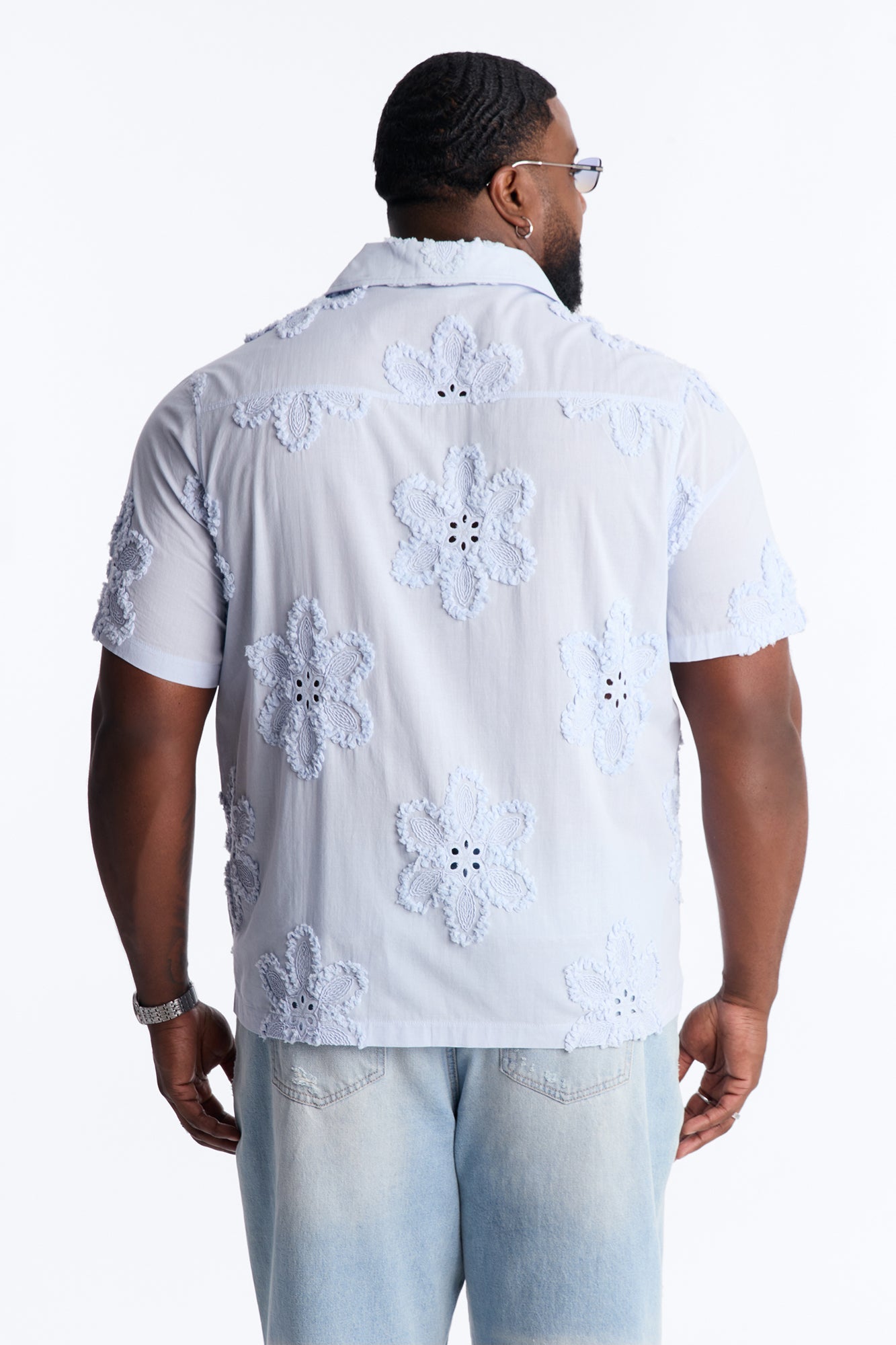 Dusty Bloom Cuban Collar Shirt - Light Blue Fashion Nova