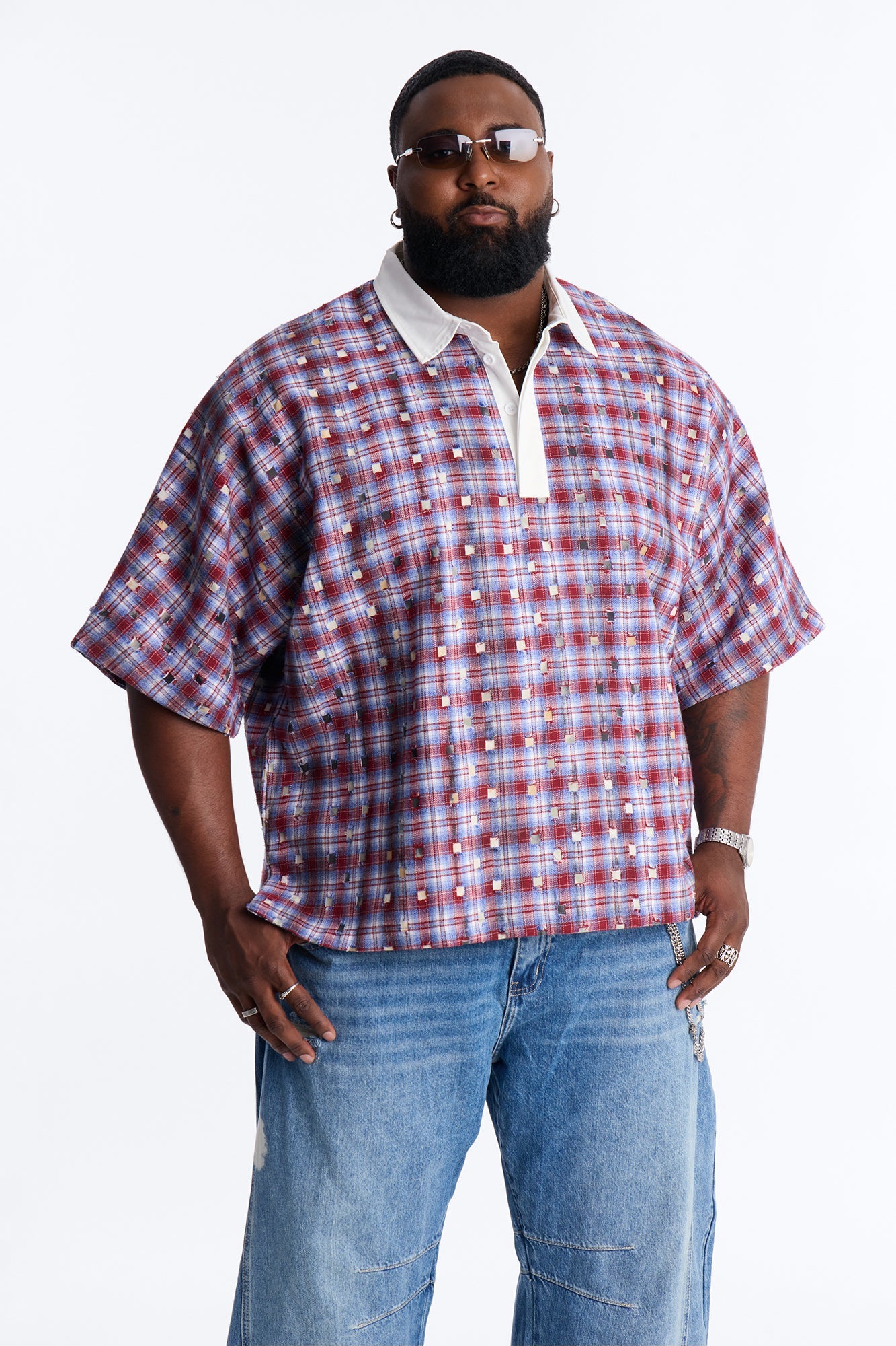 Oversized Desert Tempo Polo Shirt - Red Fashion Nova