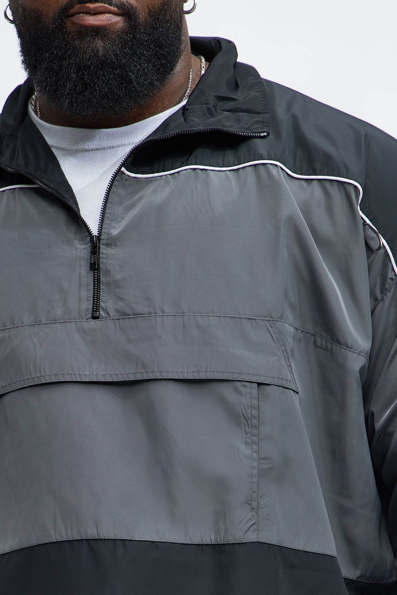 Racer Quarter Zip Coaches Jacket - Black/combo Fashion Nova