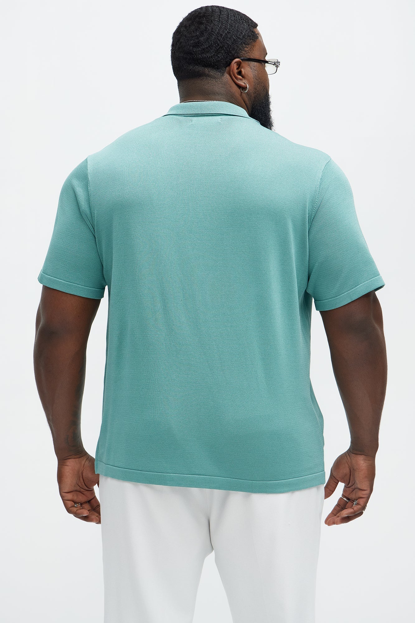 Brady Striped Knit Zip Polo - Sage/combo Fashion Nova
