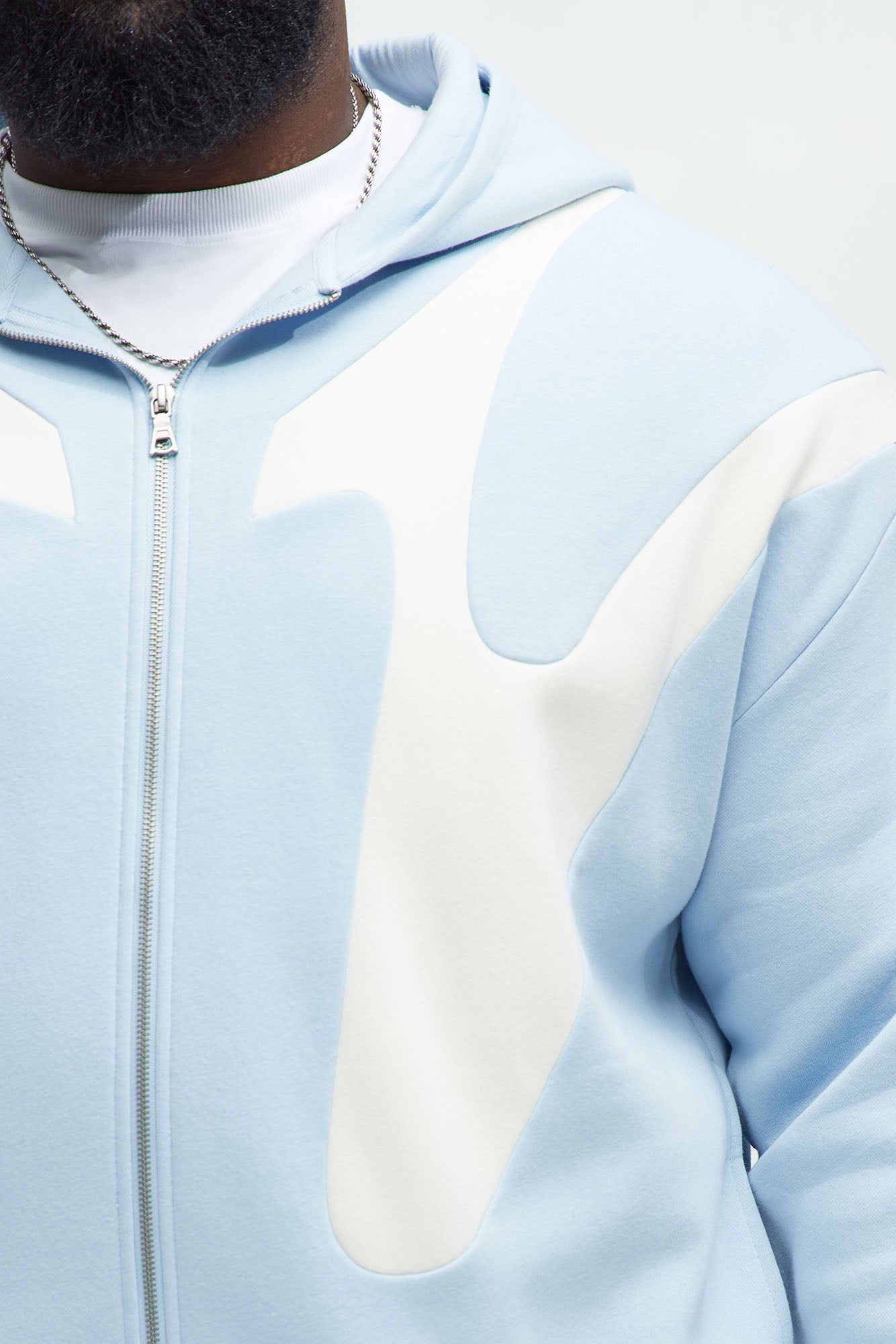 Tyson Oasis Paneled Zip Up Hoodie - Blue/combo Fashion Nova