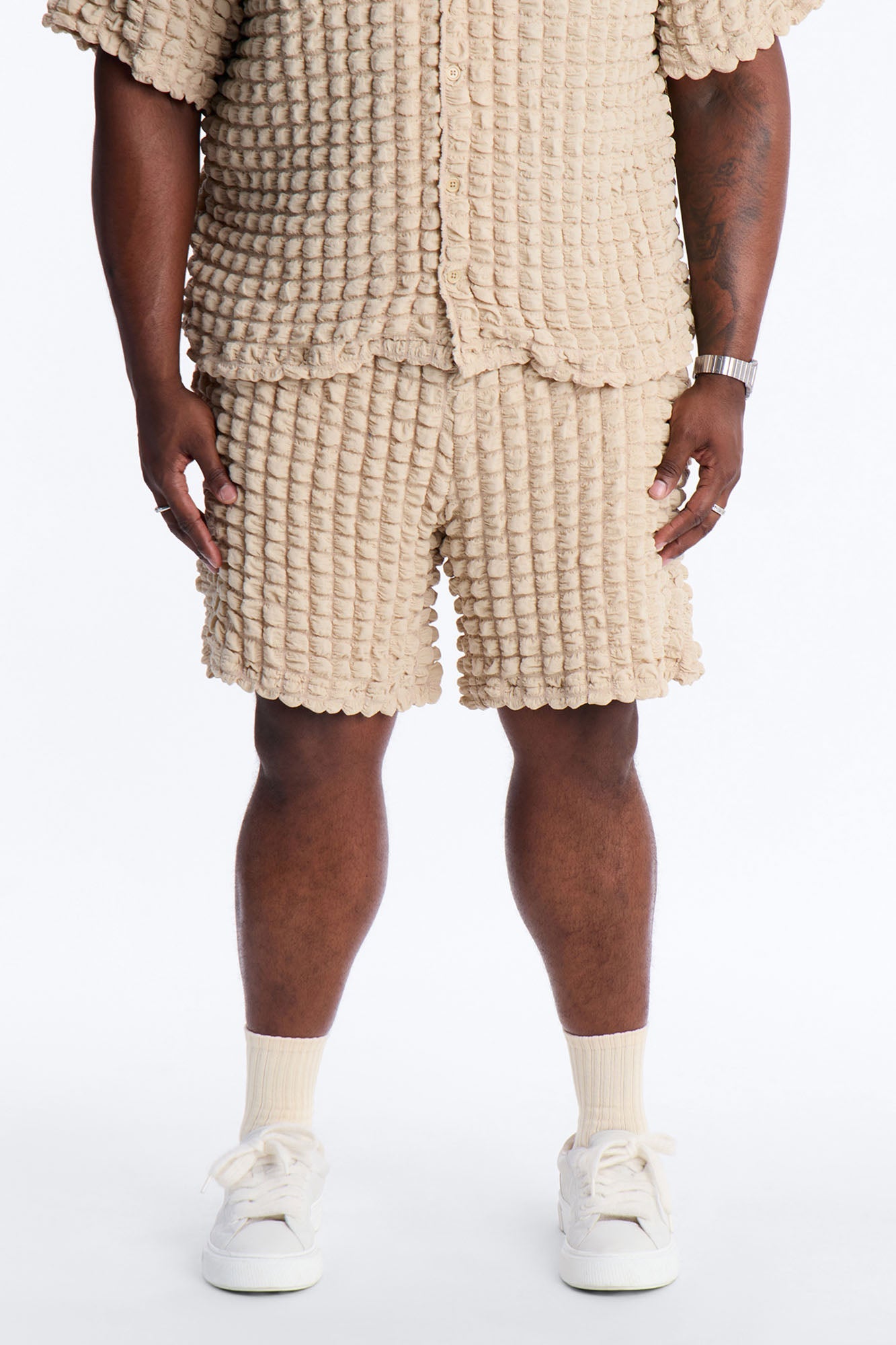 Relaxed Effervesce Textured Short - Tan Fashion Nova