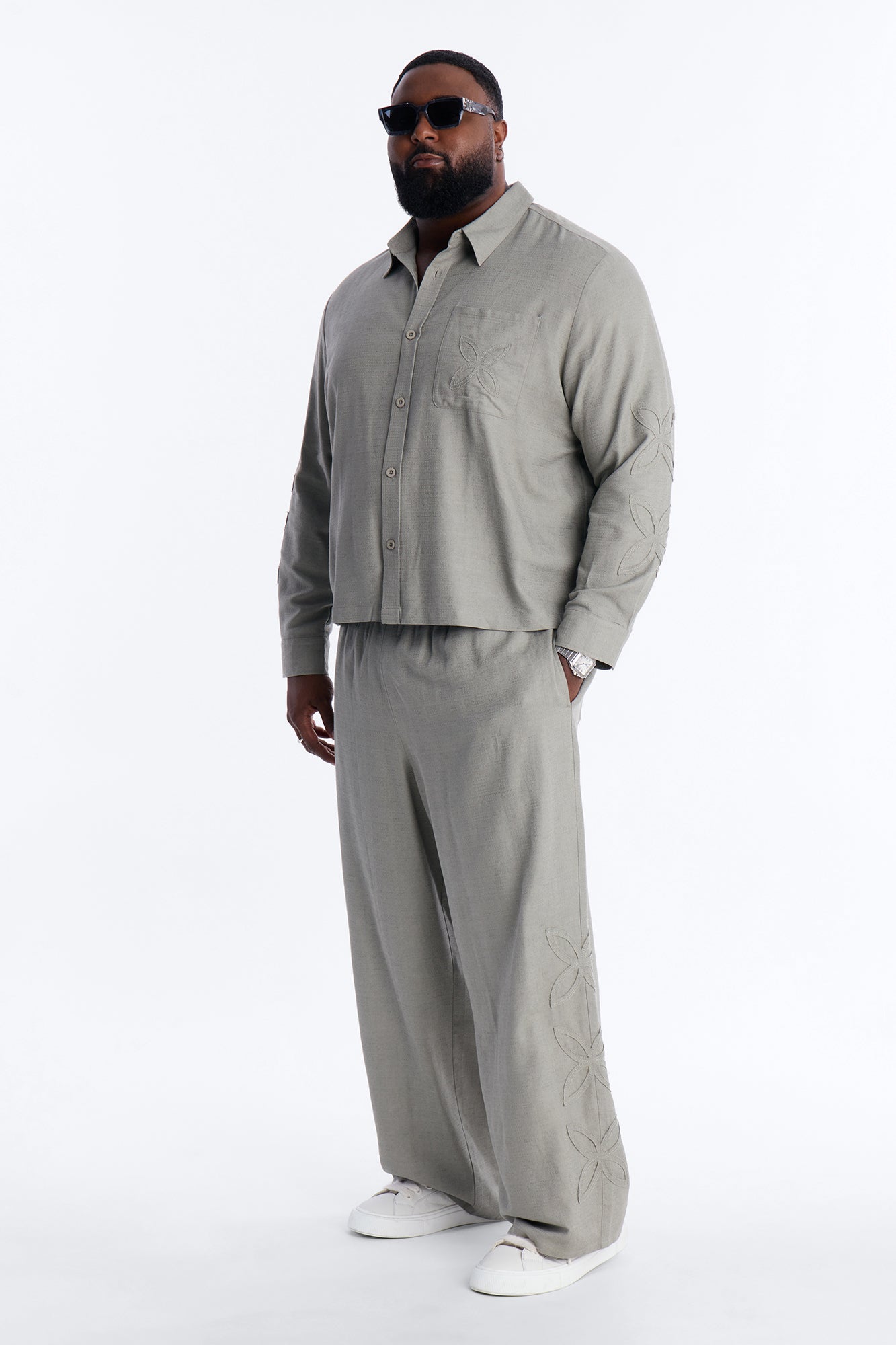 Wide Leg Tropical Fearless Pant - Sage Fashion Nova