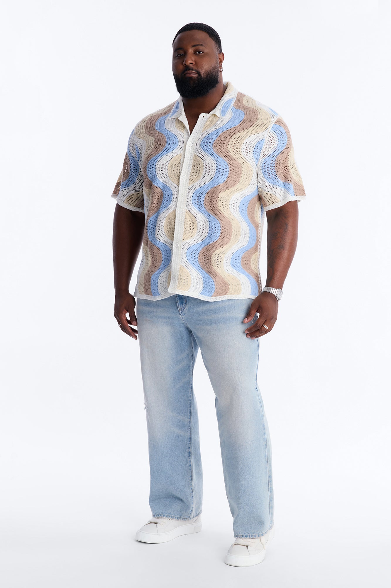 Desert Daze Crochet Short Sleeve Button Up Shirt - Multi Color Fashion Nova