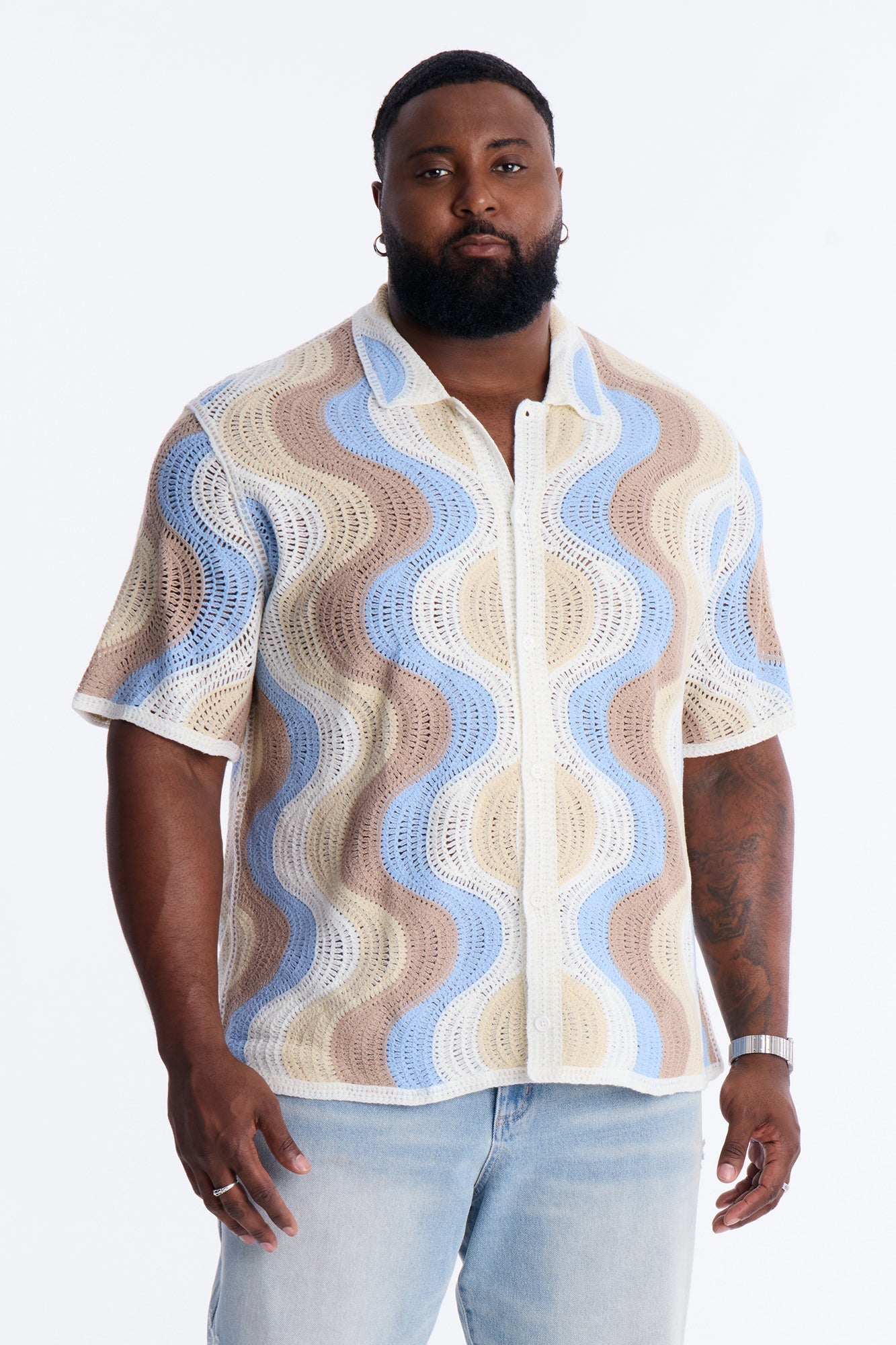Desert Daze Crochet Short Sleeve Button Up Shirt - Multi Color Fashion Nova