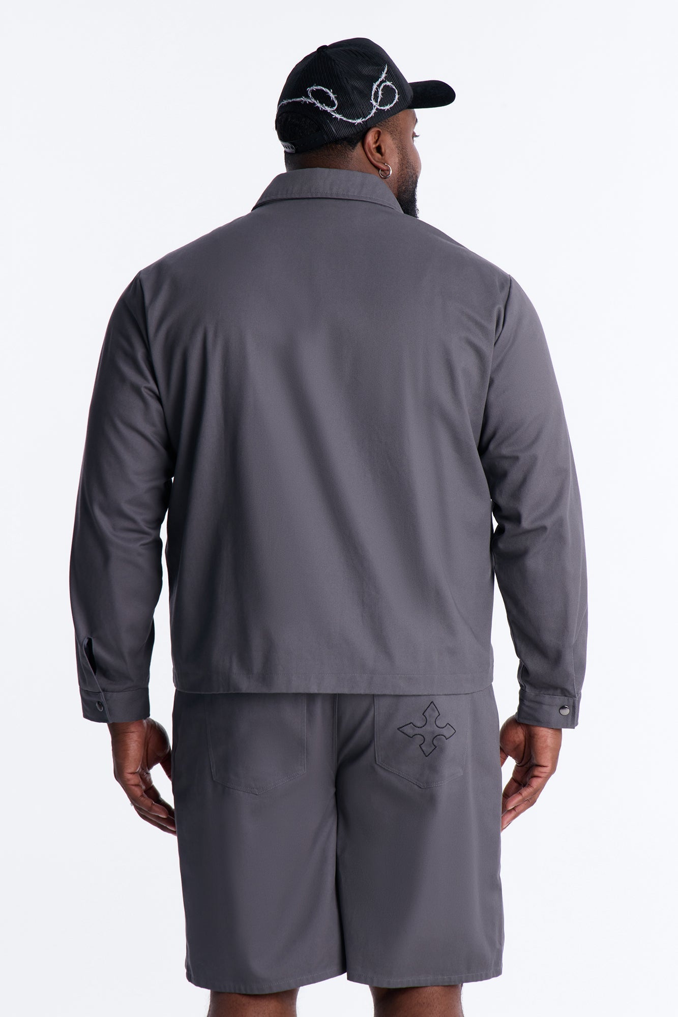 Vatican City Stitched Embellished Work Jacket - Grey Fashion Nova