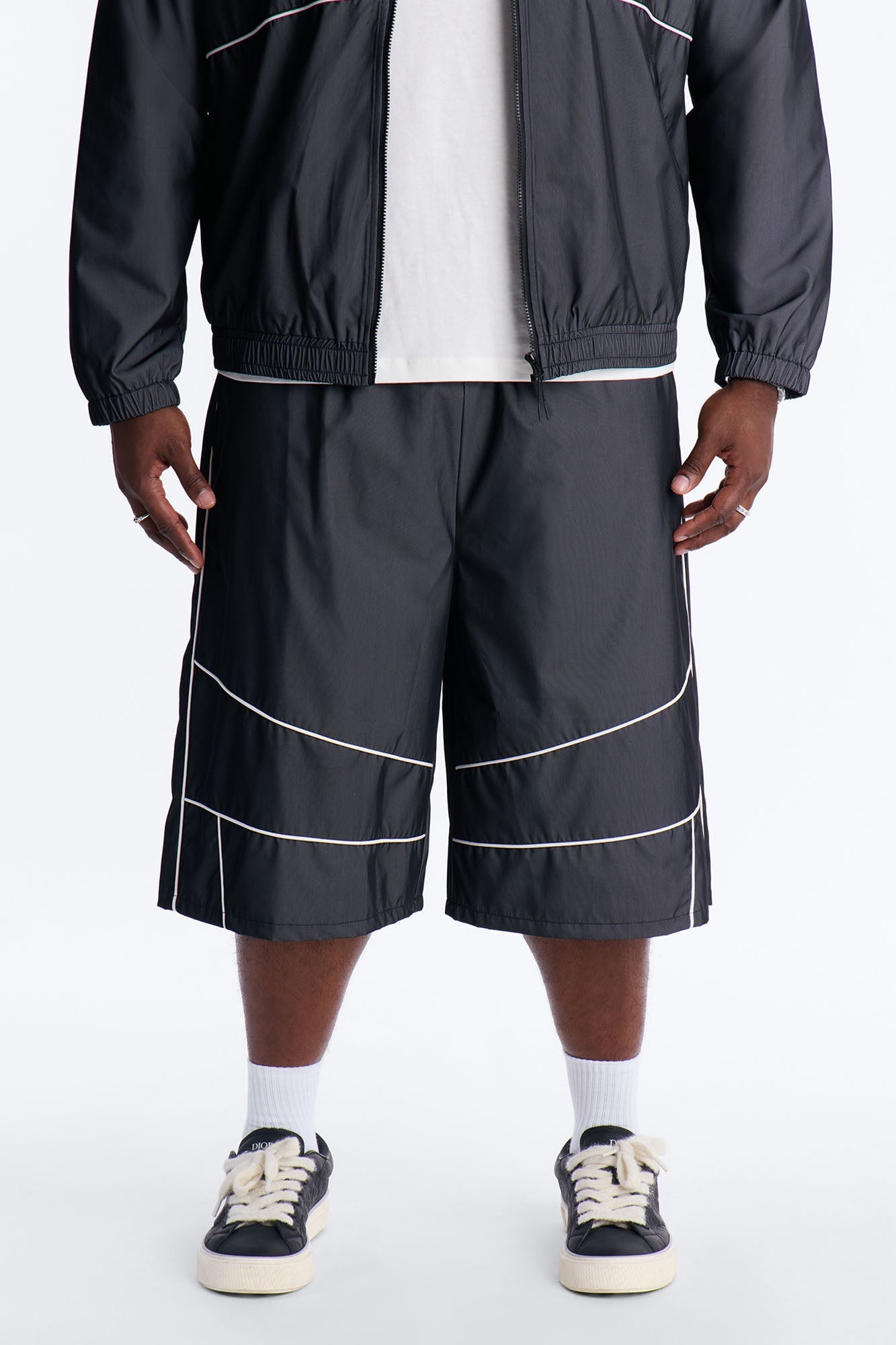 Baggy Chroma Reflective Mesh Overlay Short - PlatinumIce Fashion Nova