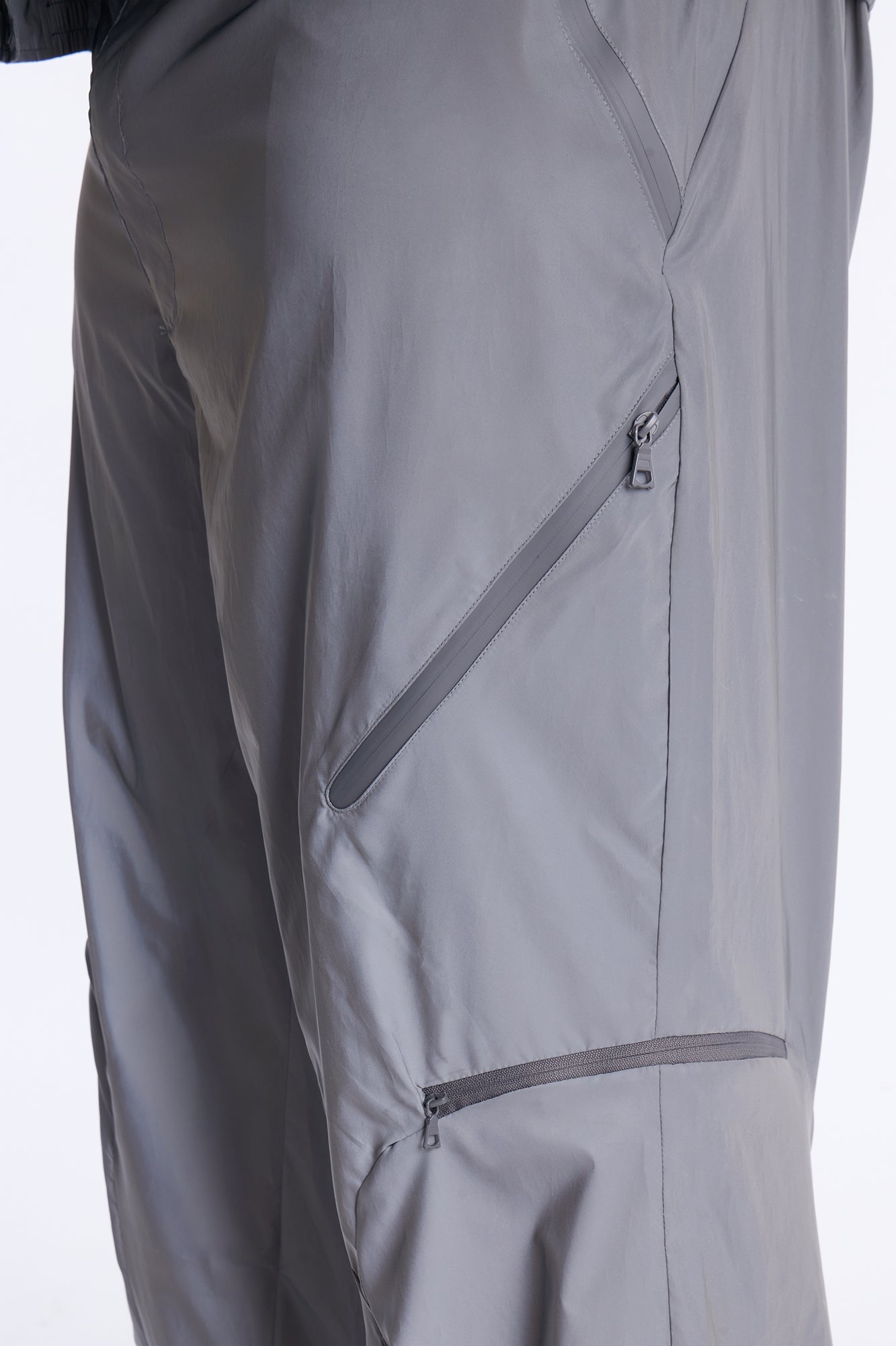 Baggy Reflective Zip Pant - Silver Fashion Nova