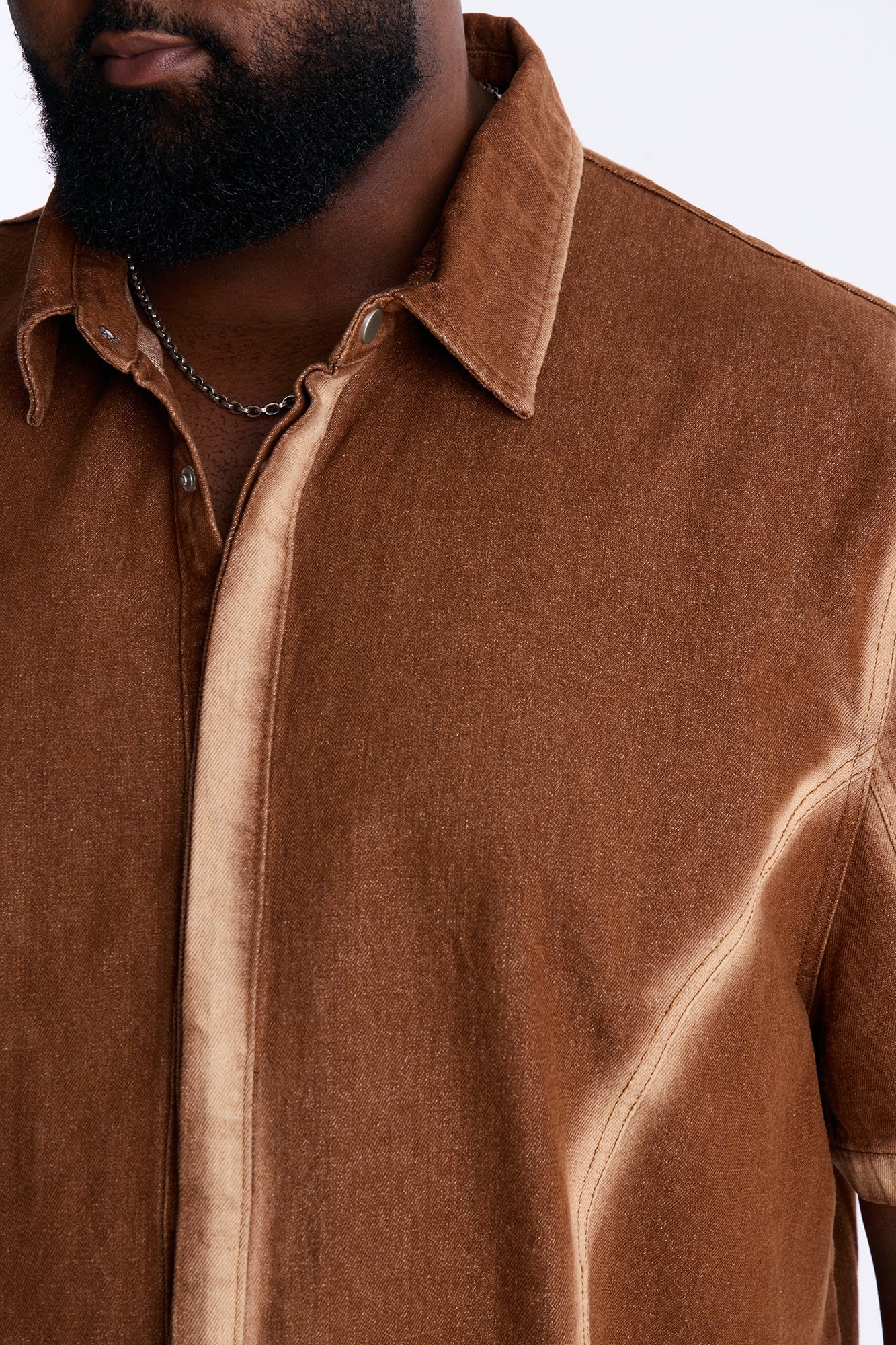 Iron Dust Denim Zip Up Shirt - Brown Fashion Nova