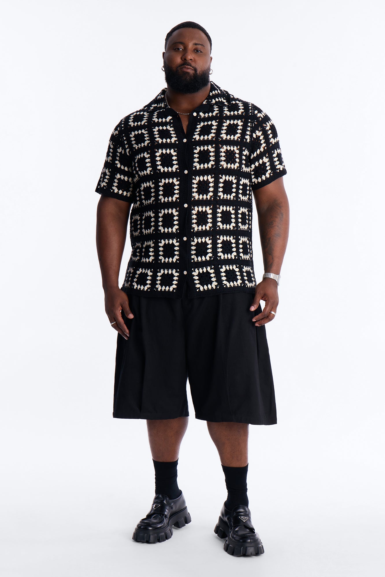 Coastal Crochet Button Up Shirt - Black Fashion Nova