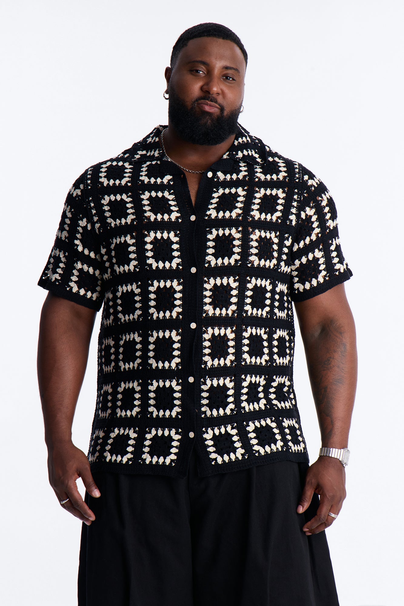 Coastal Crochet Button Up Shirt - Black Fashion Nova