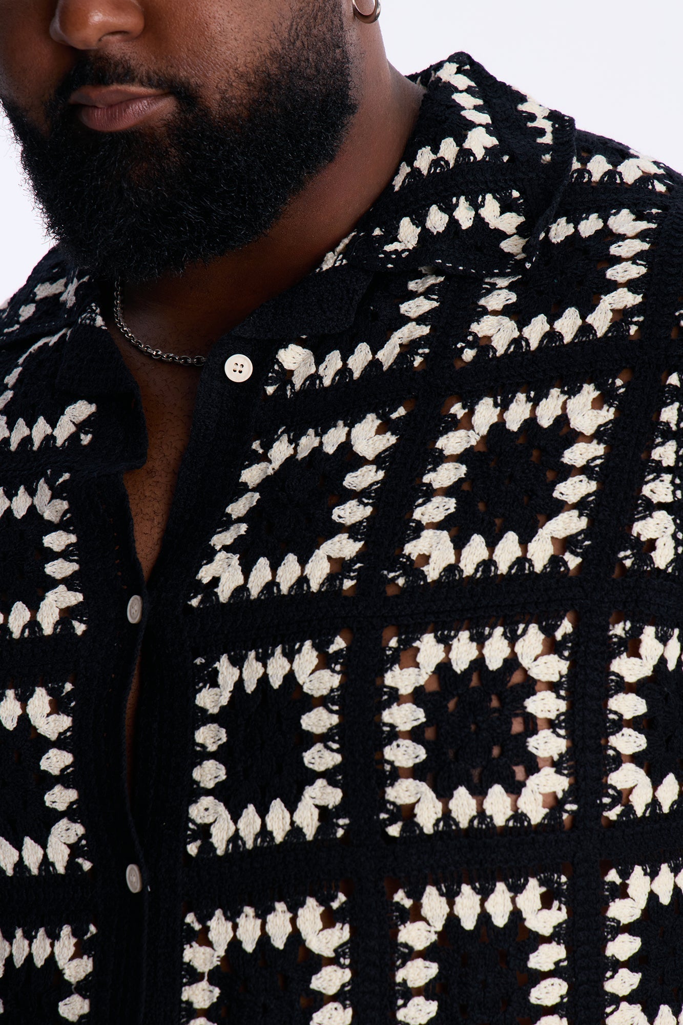 Coastal Crochet Button Up Shirt - Black Fashion Nova