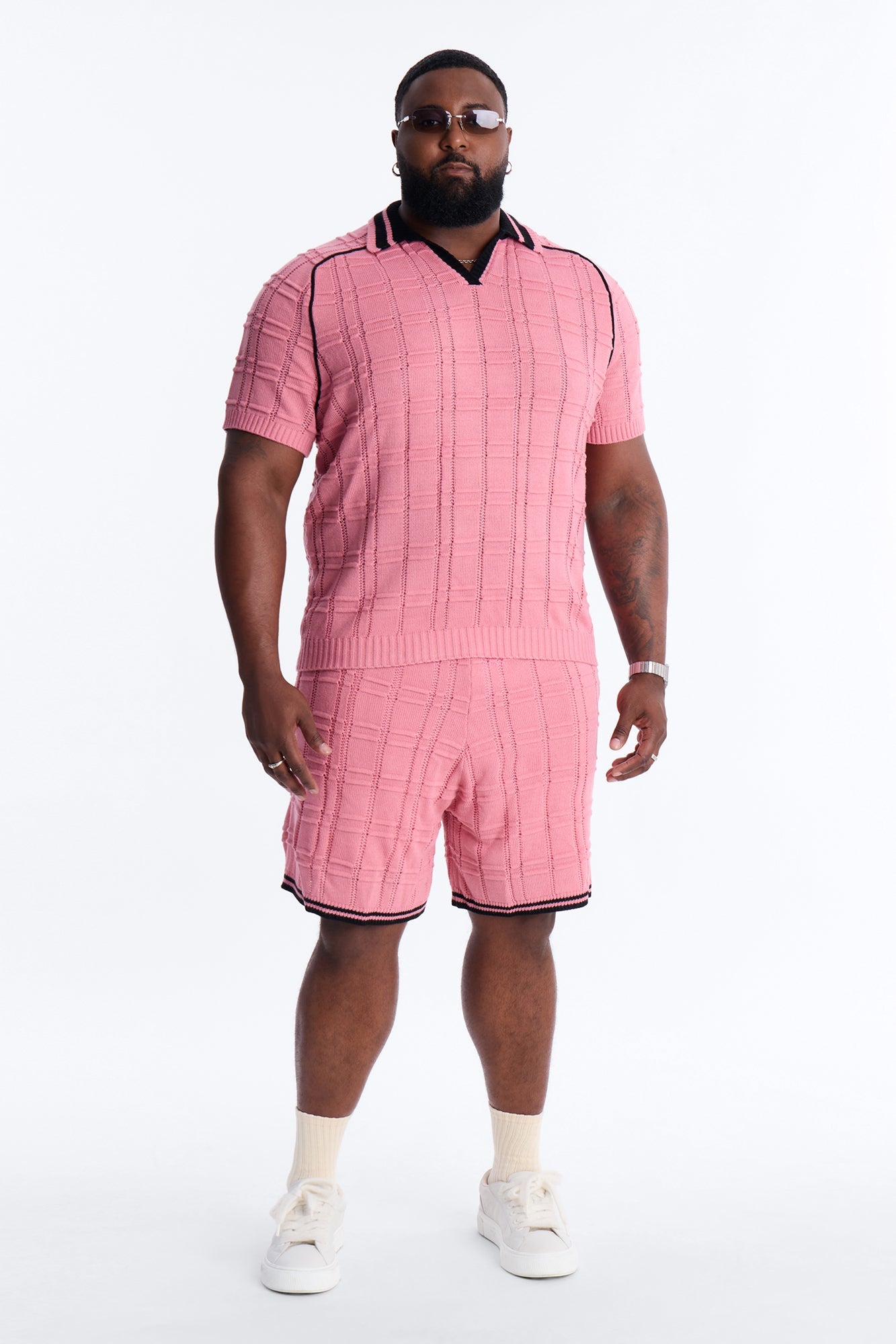 Relaxed Riviera Johnny Collar Knit Polo - Pink Fashion Nova