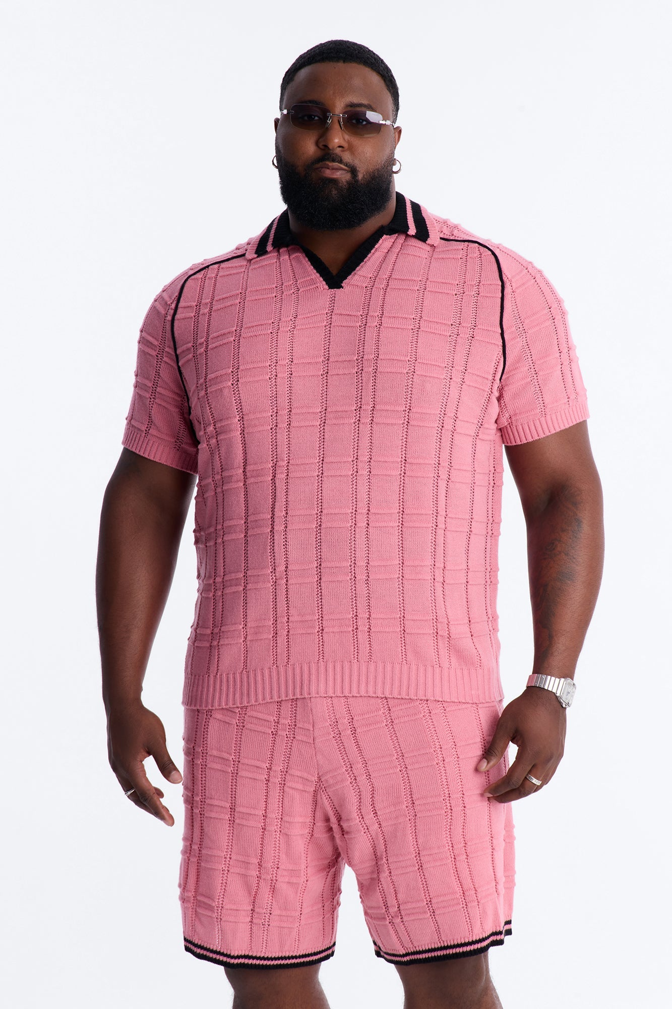 Relaxed Riviera Johnny Collar Knit Polo - Pink Fashion Nova