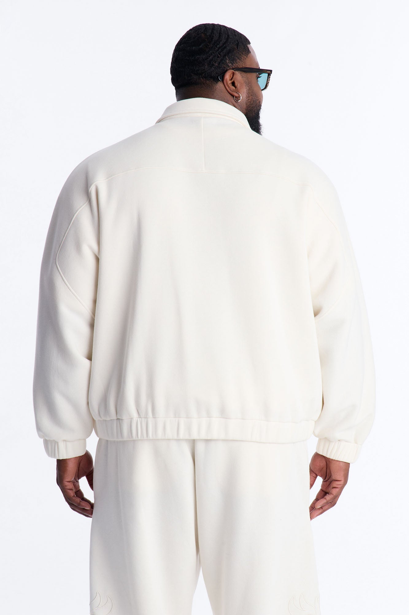 Embroidery Fleur Oversized Cropped Fleece Jacket - Cream Fashion Nova