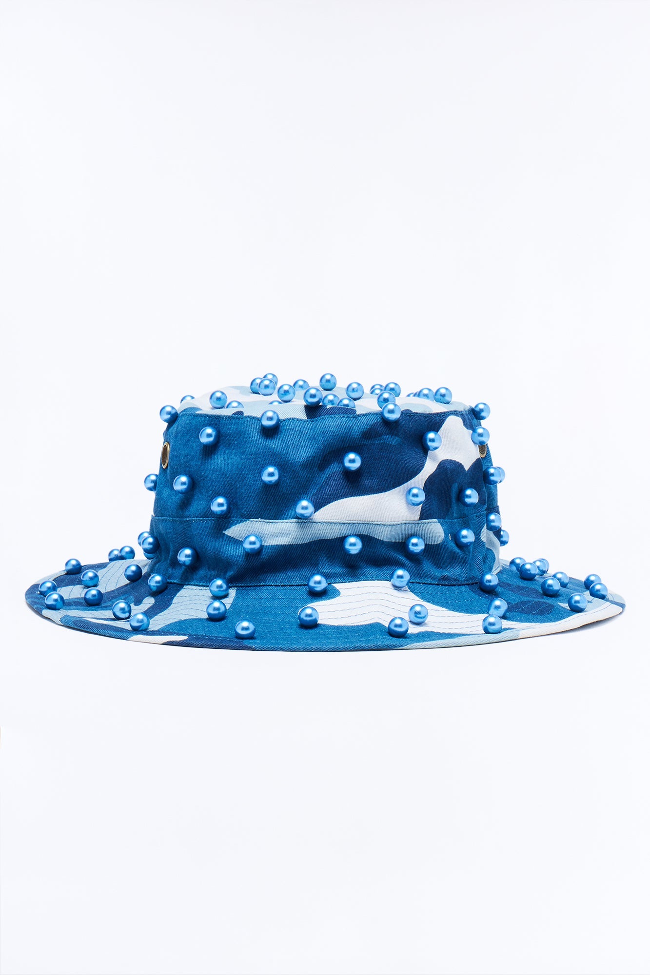 Camo Pearled Bucket Hat - Blue/combo Fashion Nova
