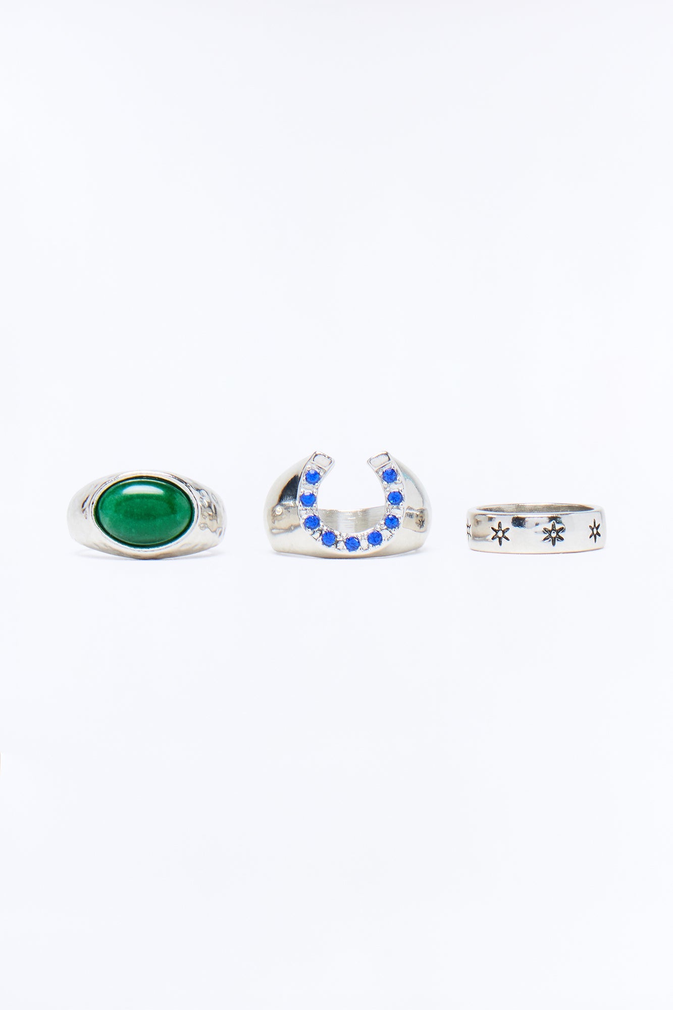 Gilded Starfall Multi Size Ring Set - Silver Fashion Nova