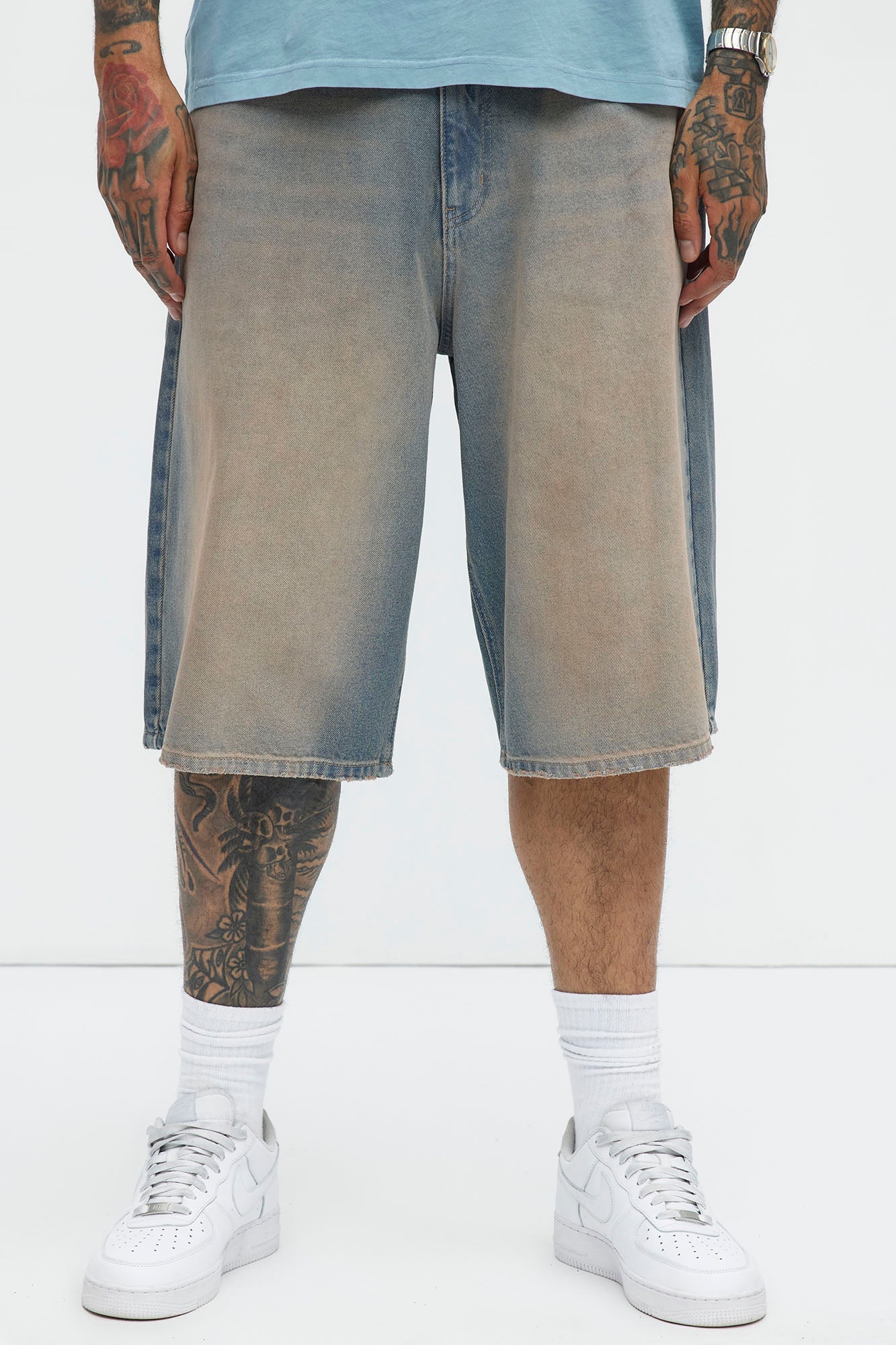 Colin Baggy Denim Short - Vintage Blue Wash Fashion Nova