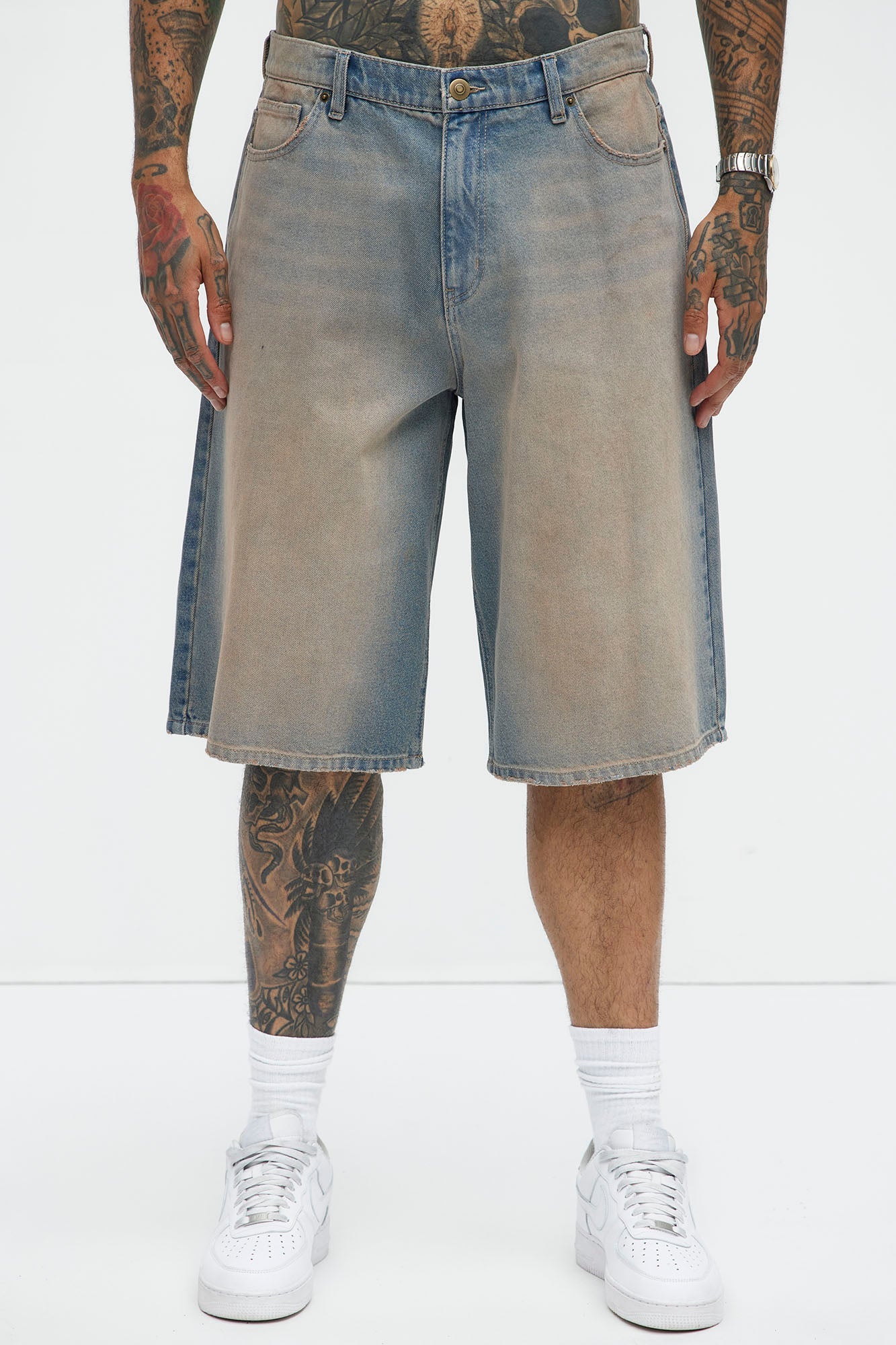 Colin Baggy Denim Short - Vintage Blue Wash Fashion Nova