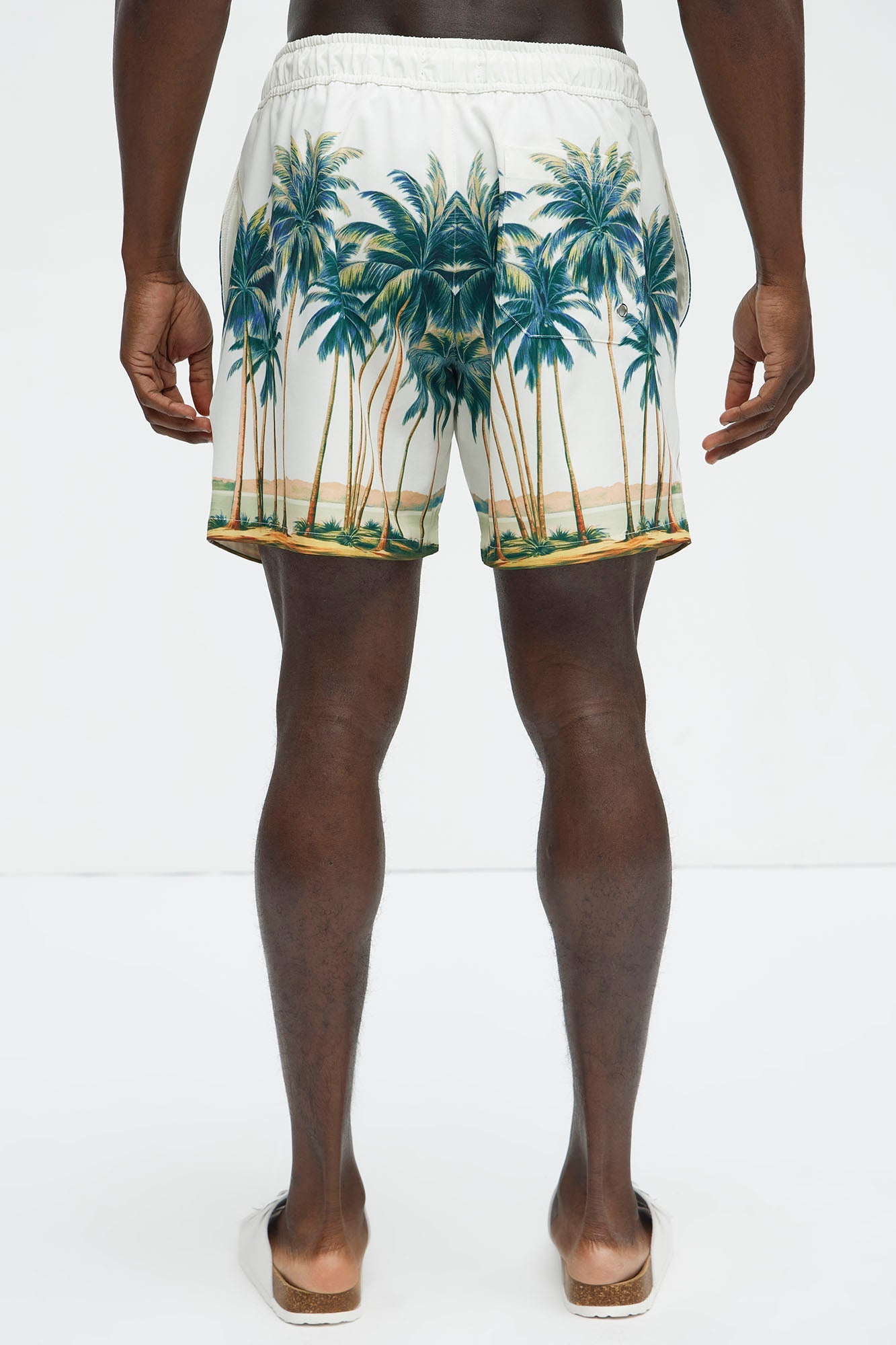 Moulay Palm Printed Swim Mid Trunk - Cream/combo Fashion Nova
