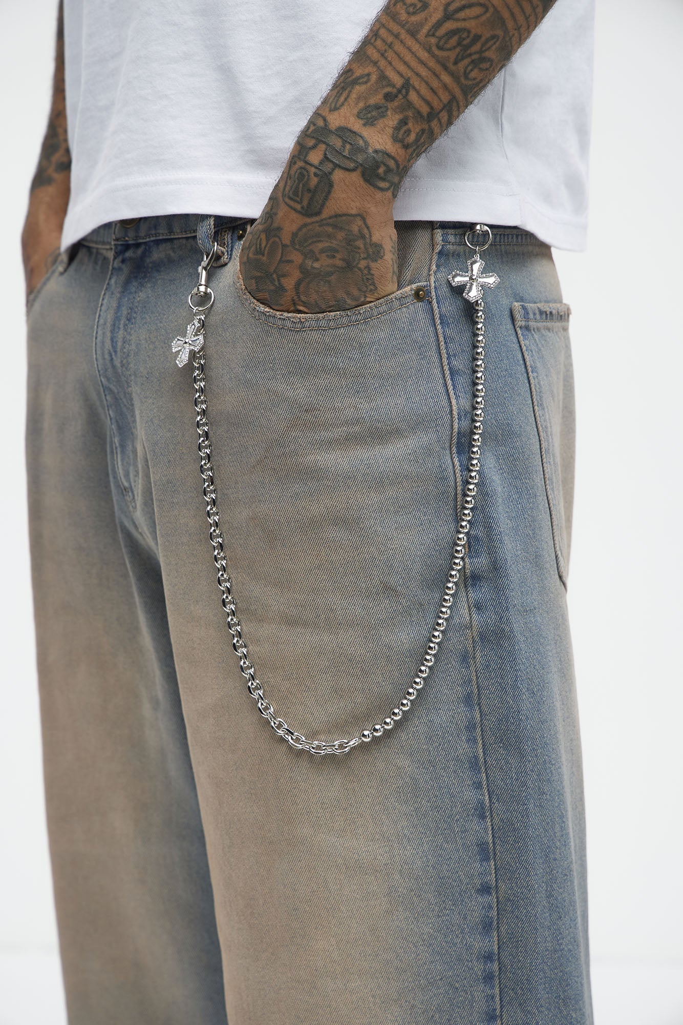 Galileo Cross Link Pant Chain - Silver Fashion Nova