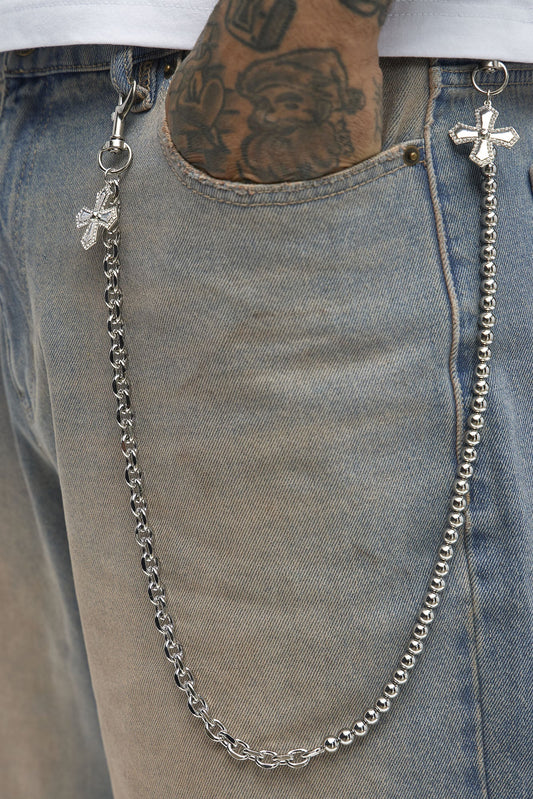 Galileo Cross Link Pant Chain - Silver Fashion Nova