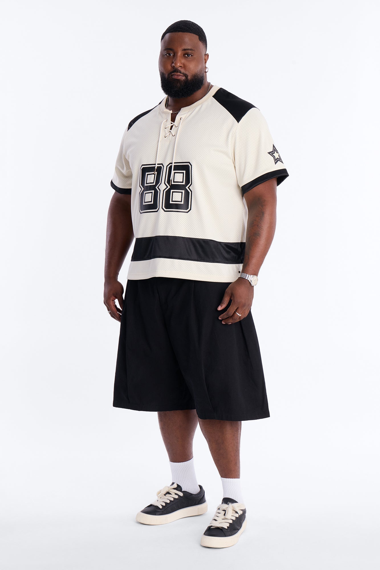 Relaxed Good Times Retro Varsity Jersey - Cream Fashion Nova