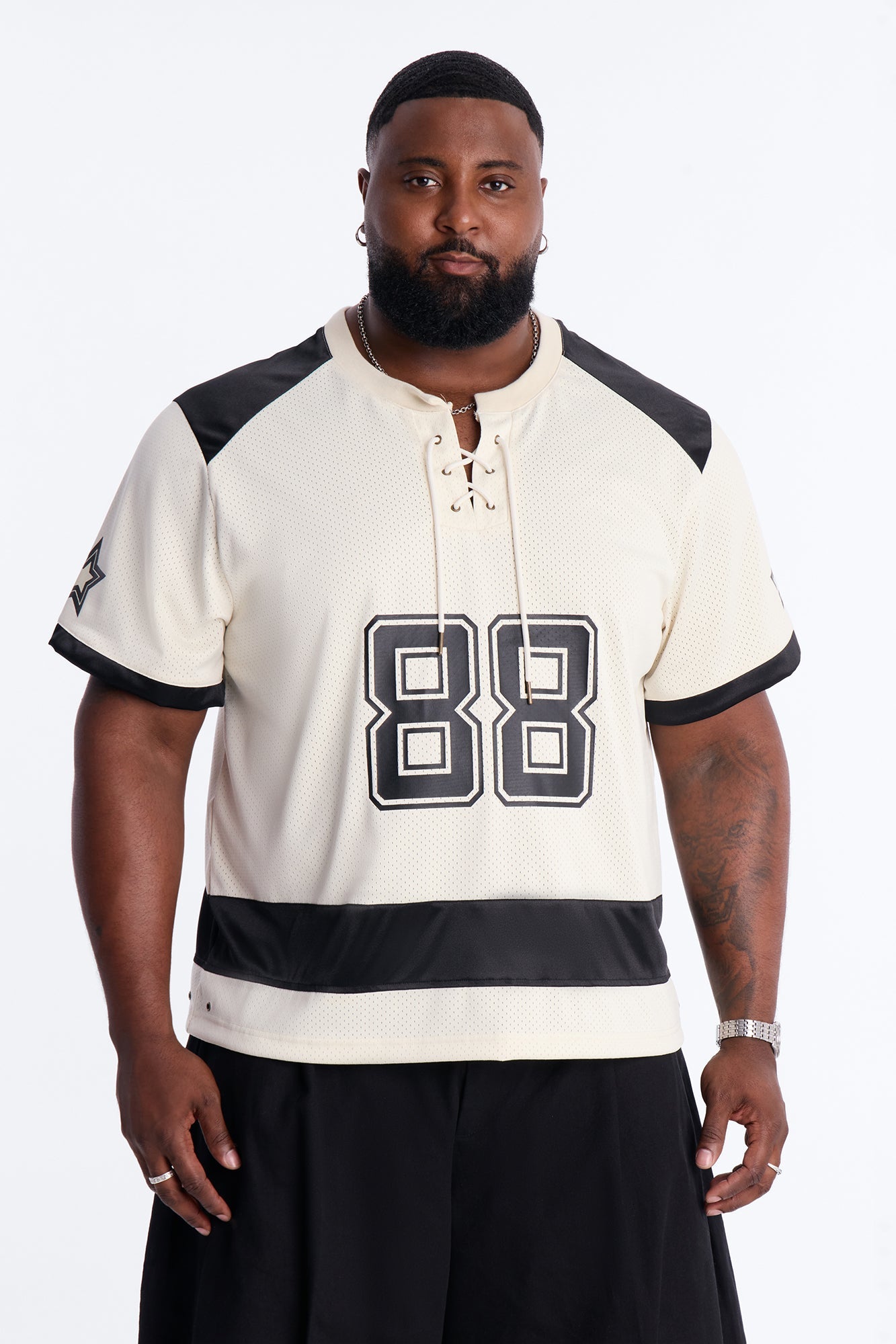 Relaxed Good Times Retro Varsity Jersey - Cream Fashion Nova