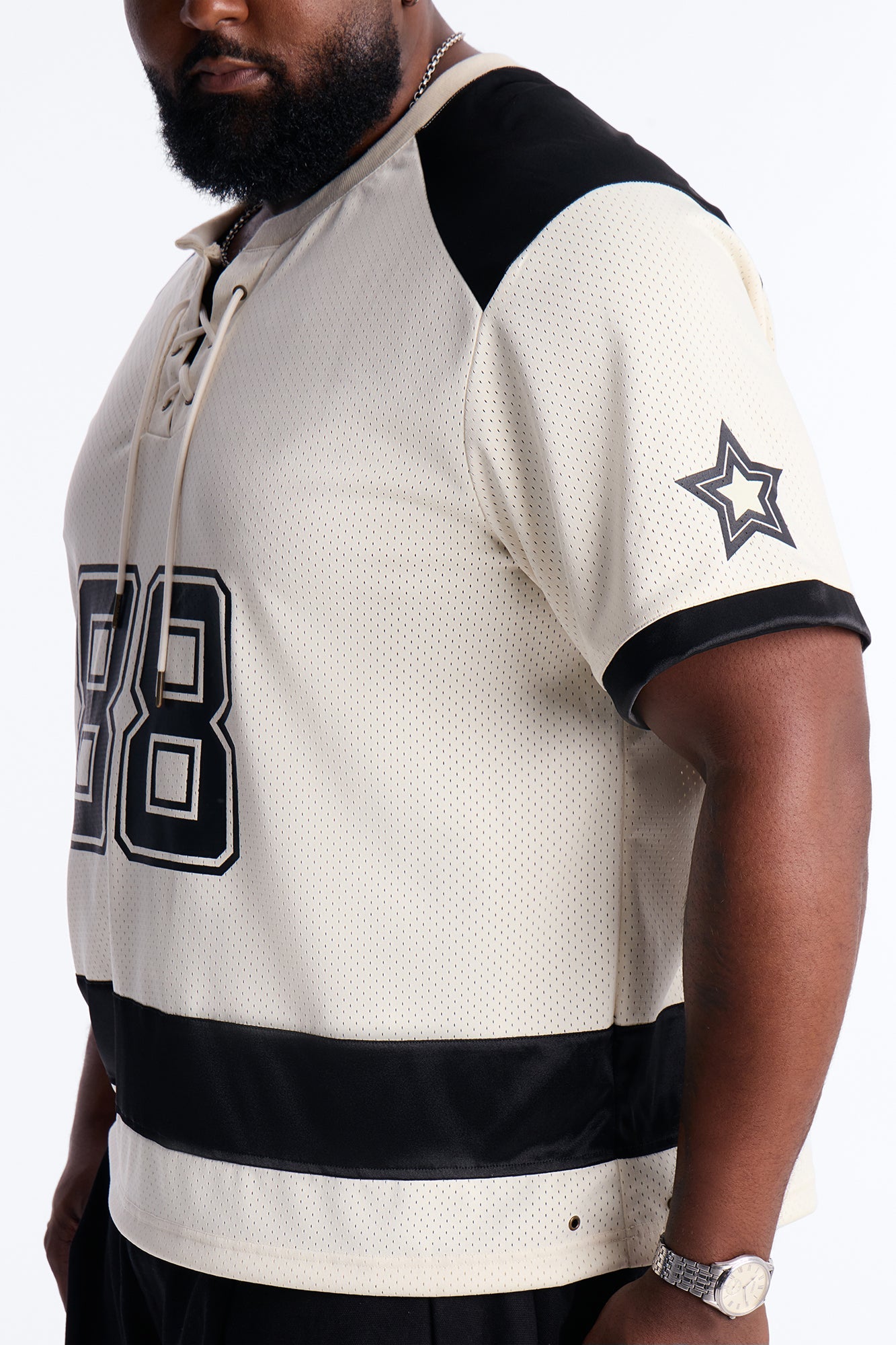 Relaxed Good Times Retro Varsity Jersey - Cream Fashion Nova