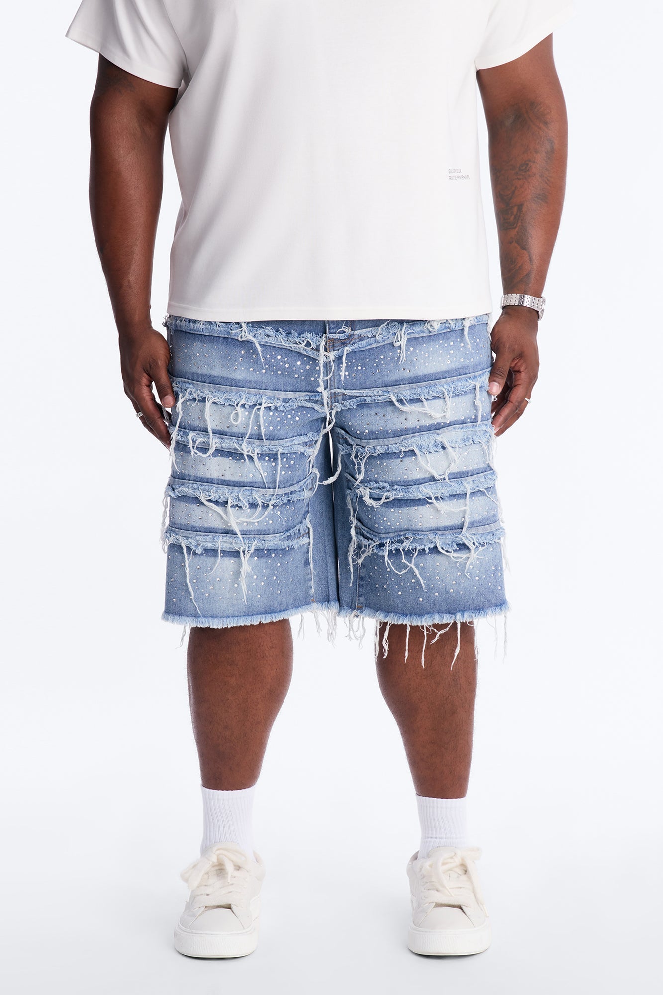 Relaxed Jeweled Havoc Denim Short - Light Wash Fashion Nova
