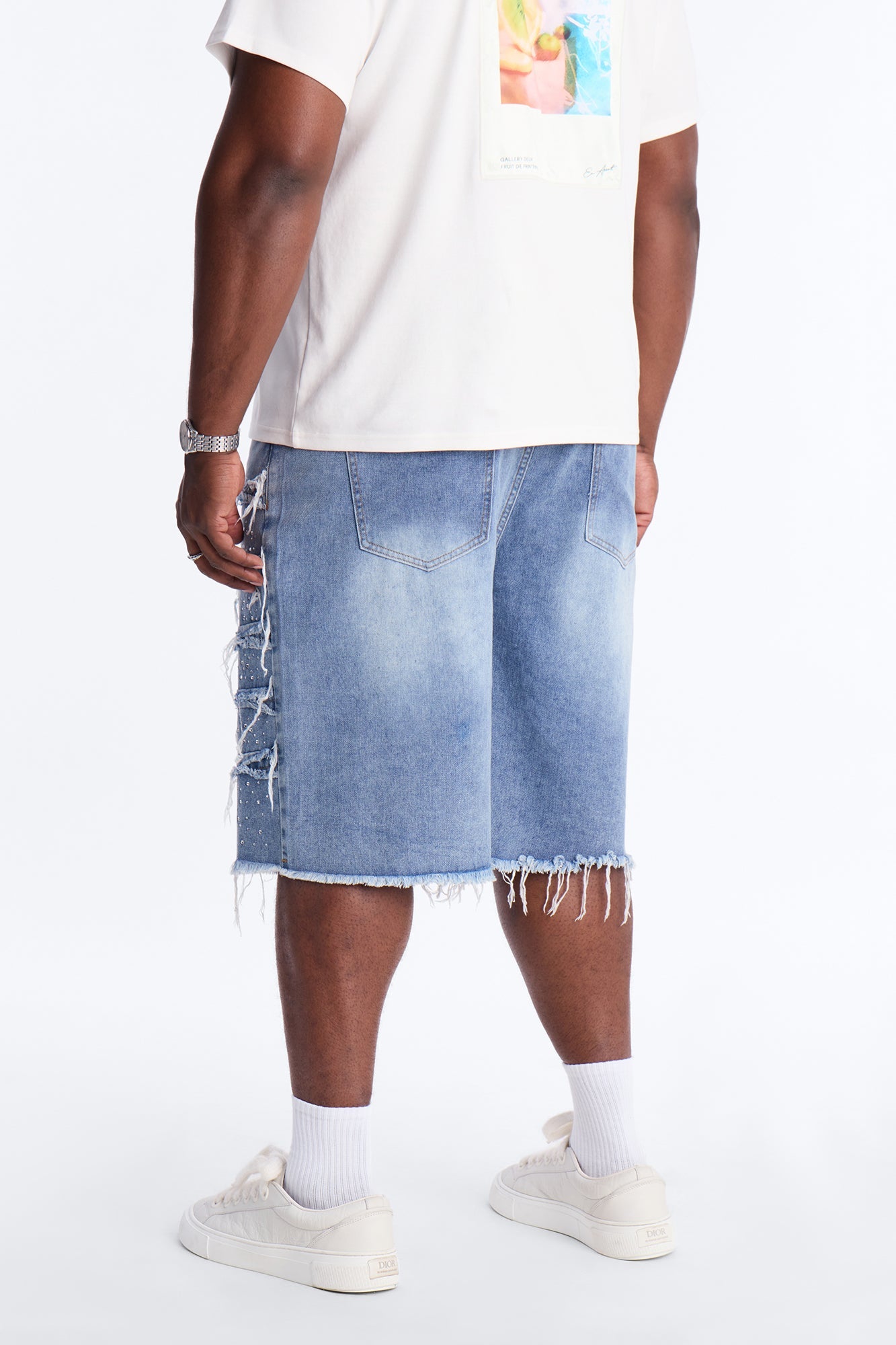 Relaxed Jeweled Havoc Denim Short - Light Wash Fashion Nova