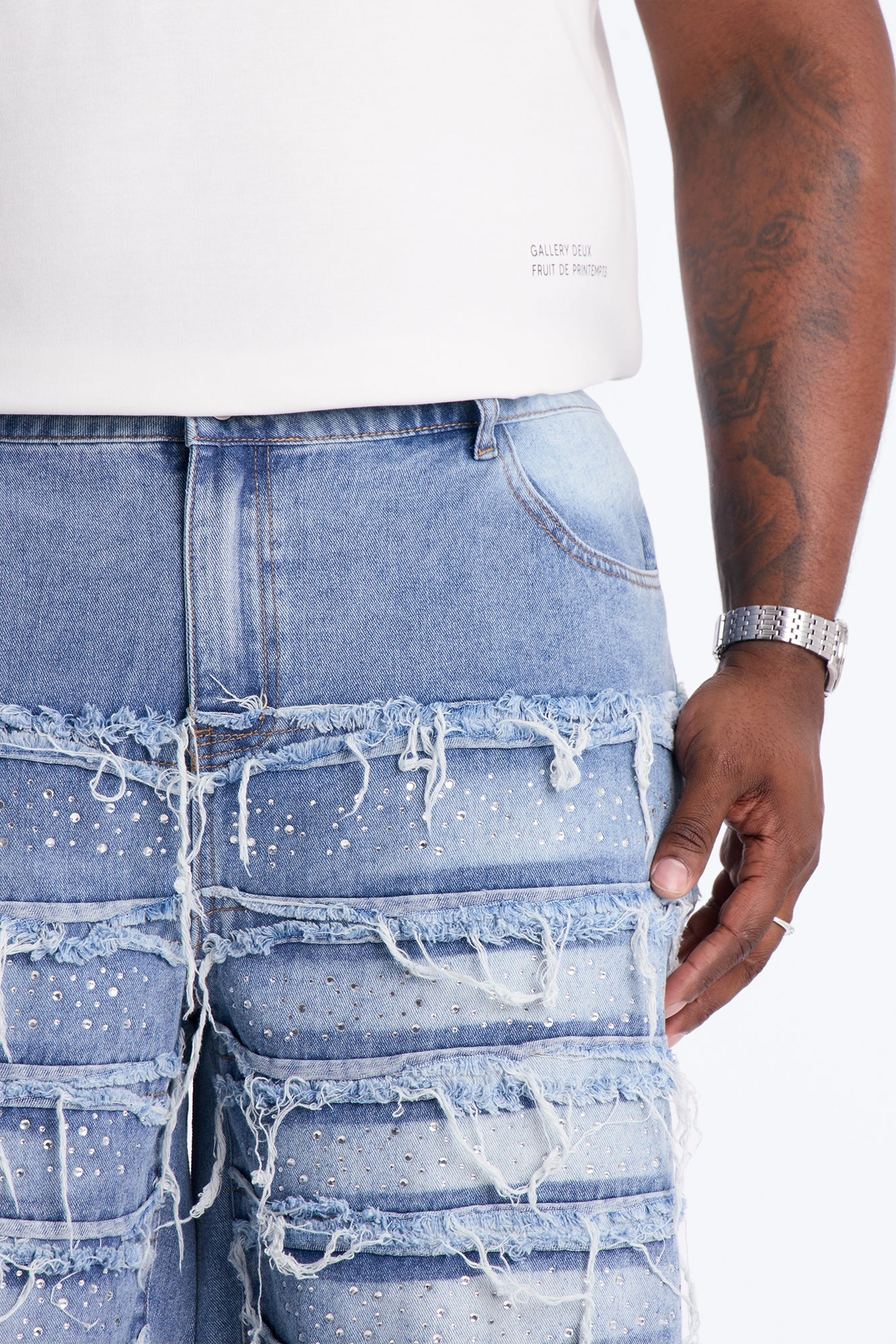 Relaxed Jeweled Havoc Denim Short - Light Wash Fashion Nova