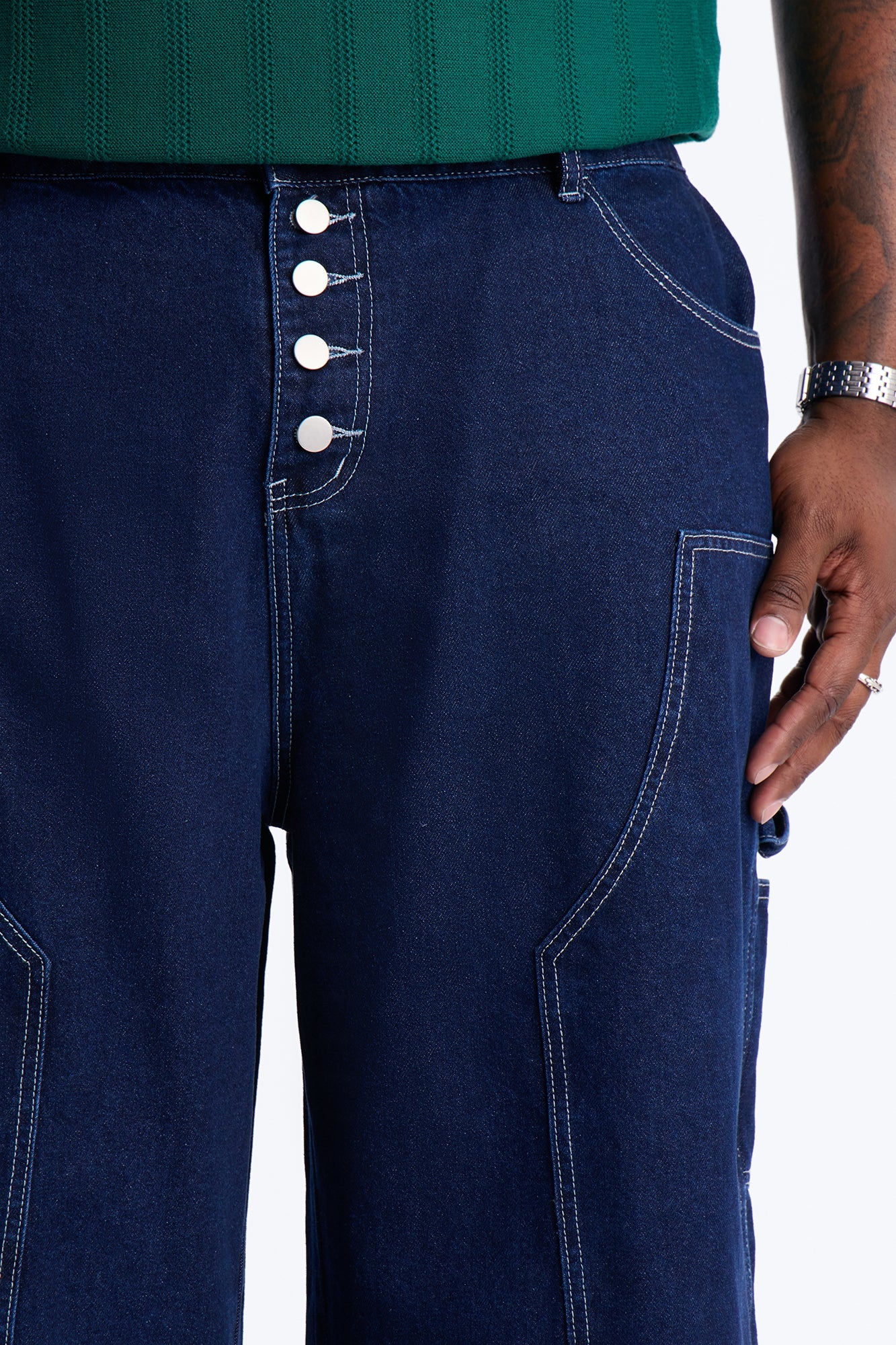 Super Baggy Button Drop Denim Shorts - Dark Wash Fashion Nova
