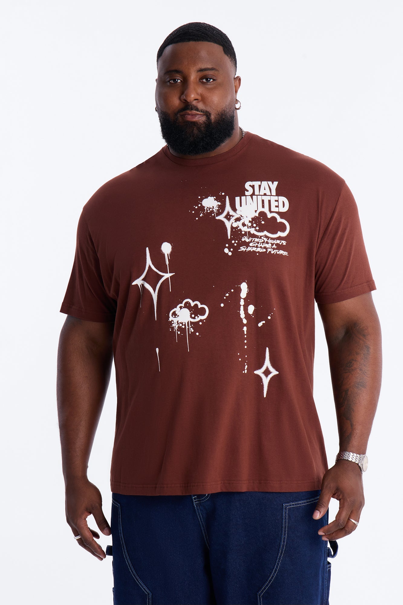 United Hearts Worldwide Short Sleeve Tee - Brown Fashion Nova
