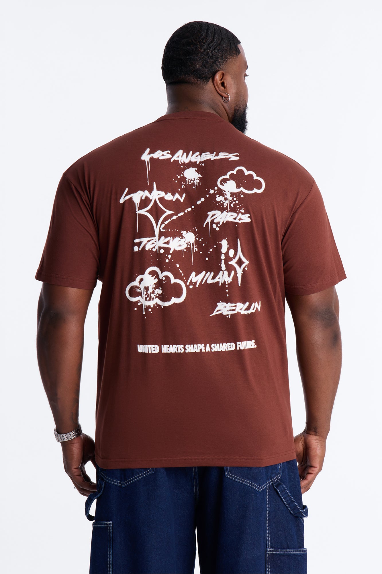 United Hearts Worldwide Short Sleeve Tee - Brown Fashion Nova